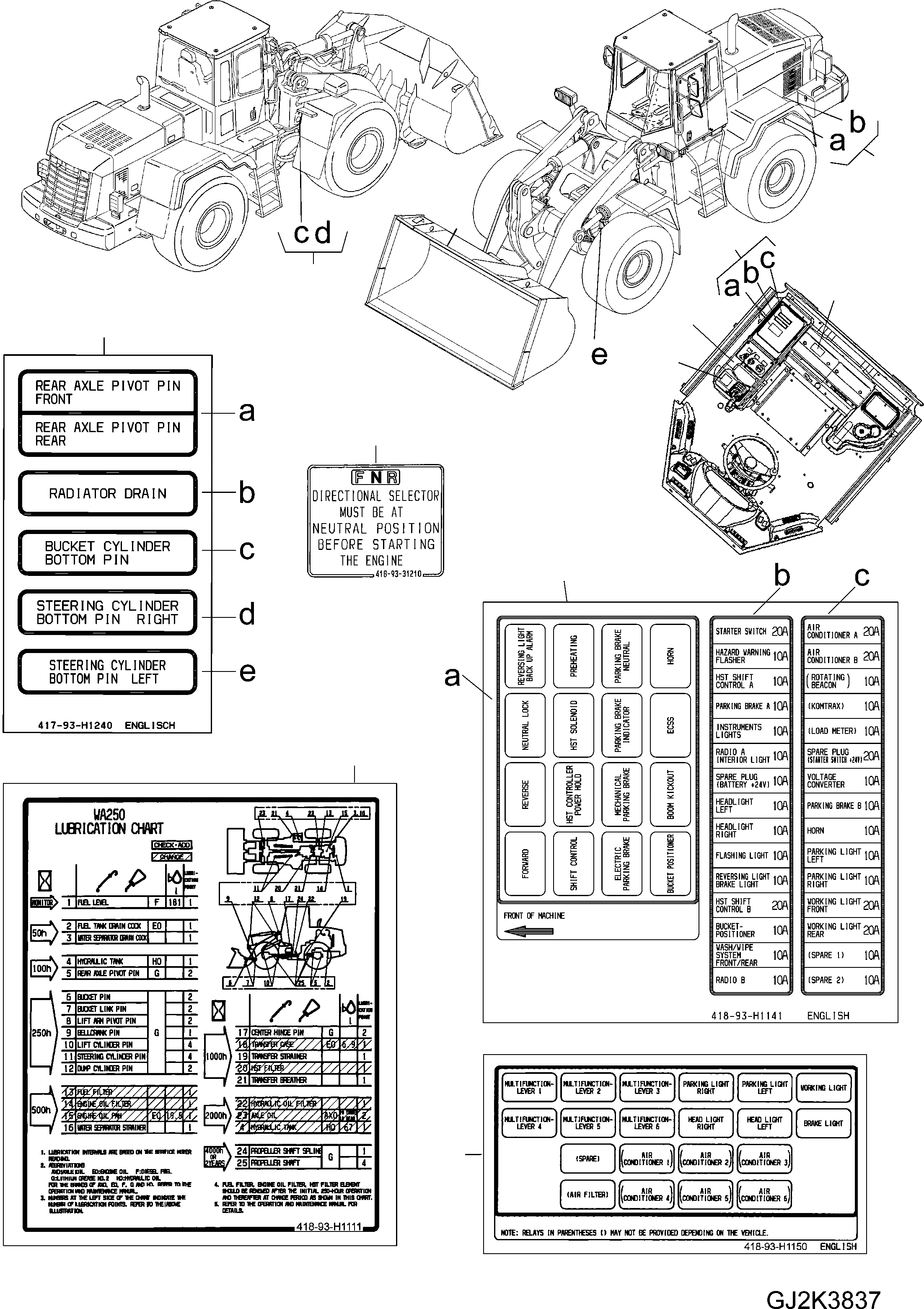 Схема запчастей Komatsu WA250-5 - МАРКИРОВКА (/) (АНГЛ.) U МАРКИРОВКА