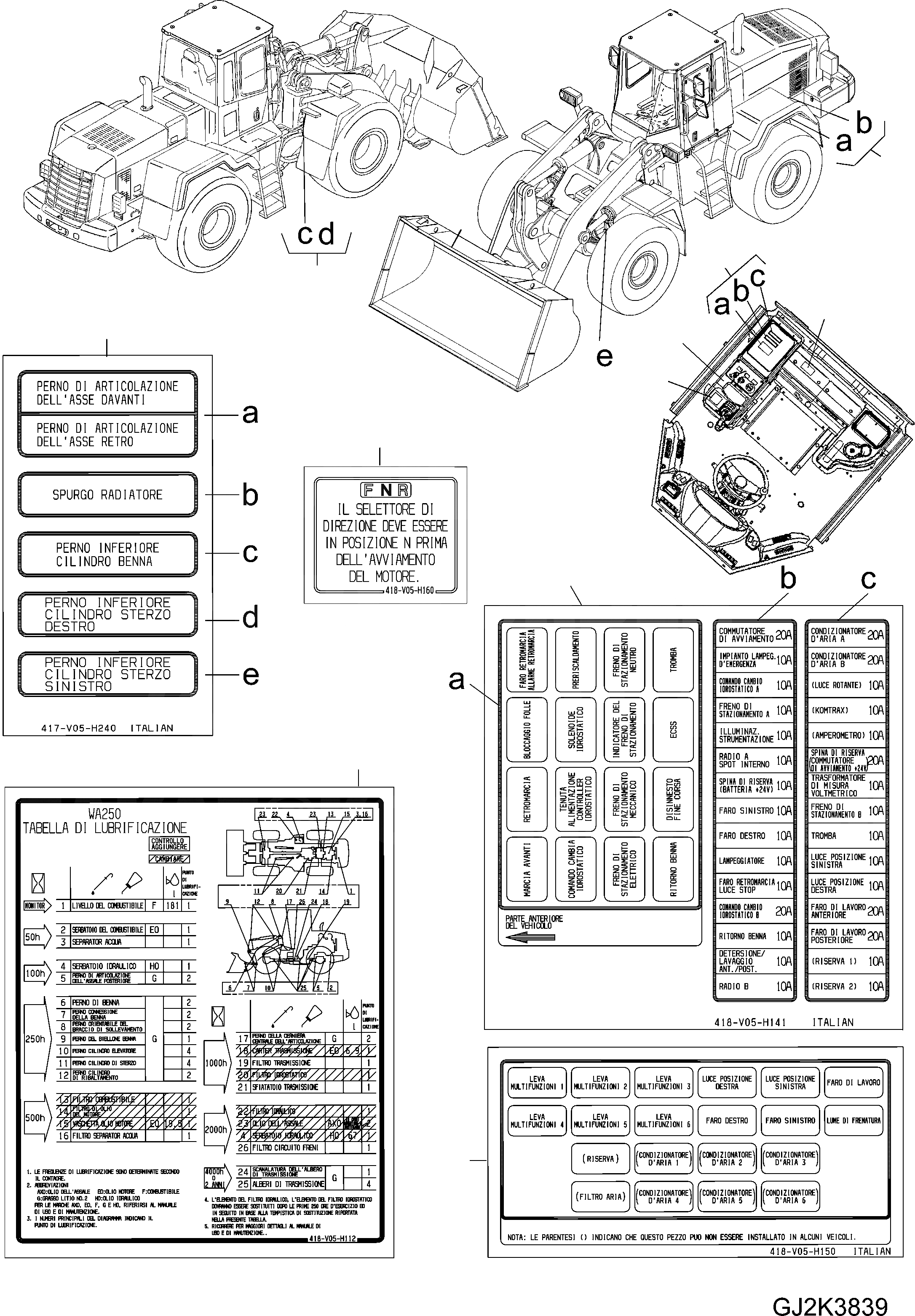 Схема запчастей Komatsu WA250-5 - МАРКИРОВКА (/) (ИТАЛИЯ) U МАРКИРОВКА