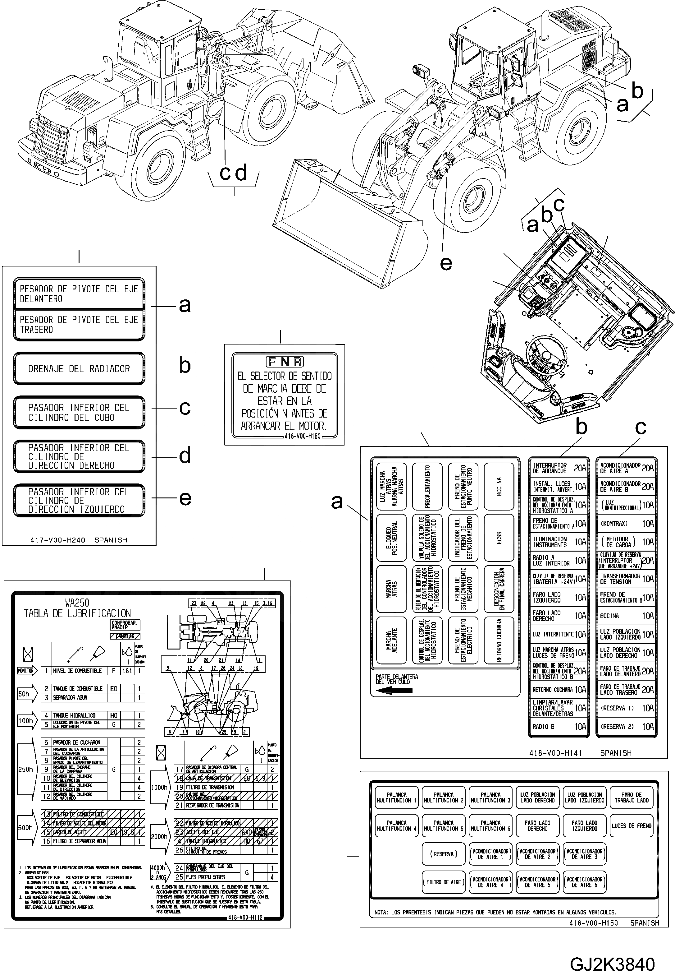 Схема запчастей Komatsu WA250-5 - МАРКИРОВКА (/) (ИСПАНИЯ) U МАРКИРОВКА