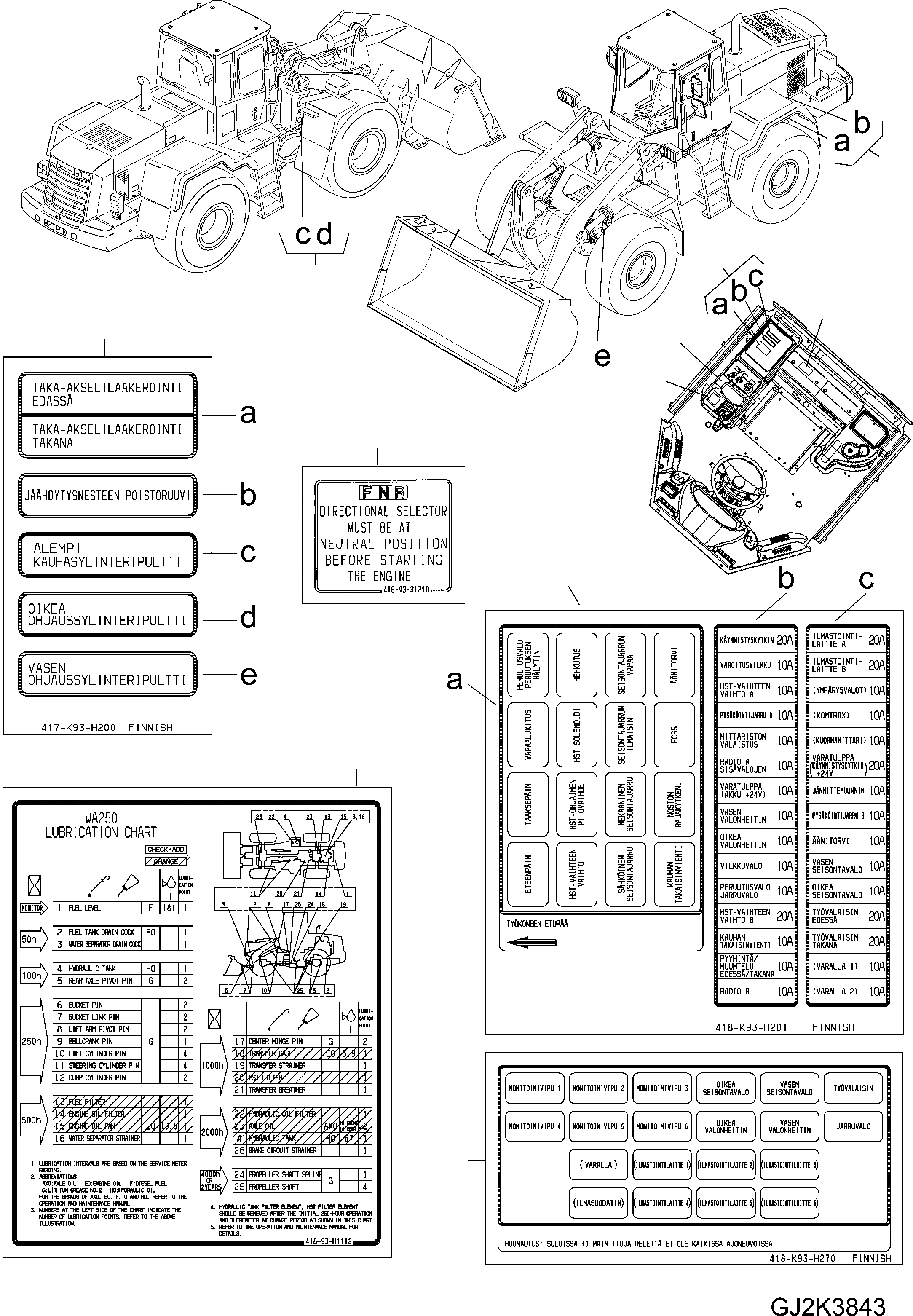 Схема запчастей Komatsu WA250-5 - МАРКИРОВКА (/) (FINNISH) U МАРКИРОВКА