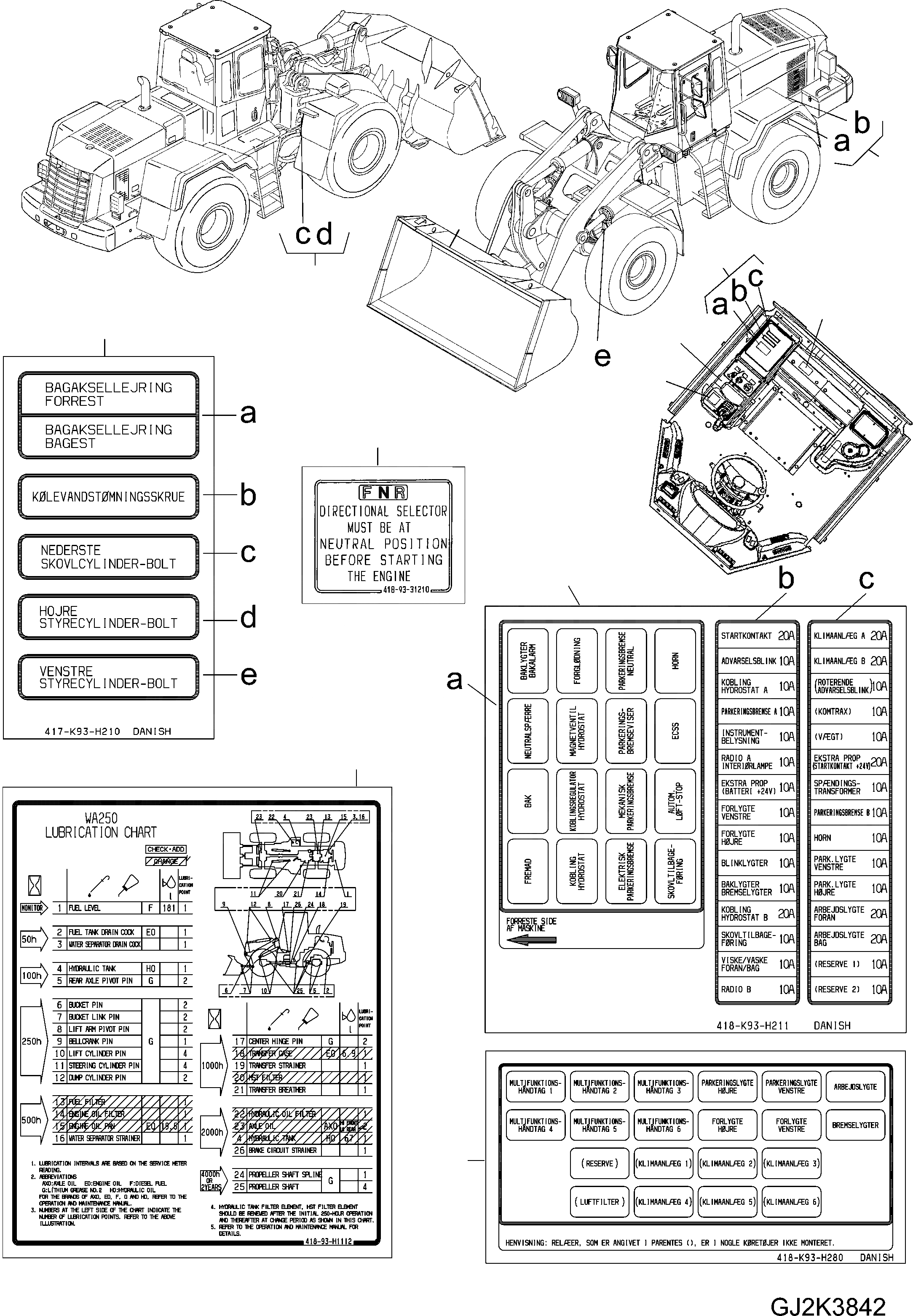 Схема запчастей Komatsu WA250-5 - МАРКИРОВКА (/) (DANISH) U МАРКИРОВКА