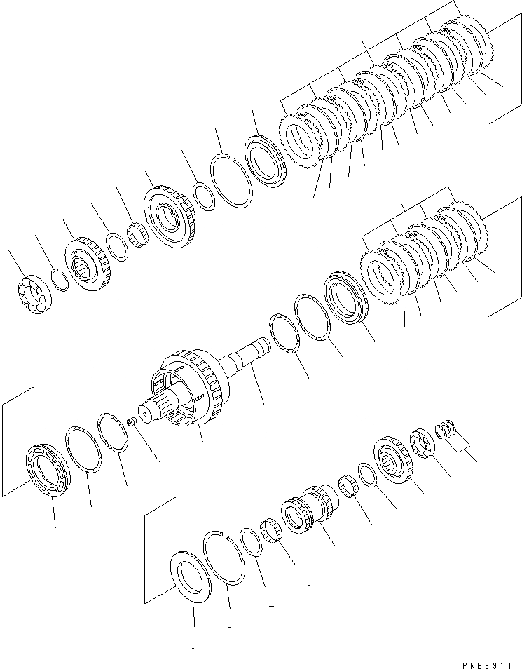 Схема запчастей Komatsu WA250L-3 - ТРАНСМИССИЯ (2 И 4 МУФТА) (ДЛЯ ЭКСТРЕННОГО УПРАВЛЕНИЯ) СИЛОВАЯ ПЕРЕДАЧА