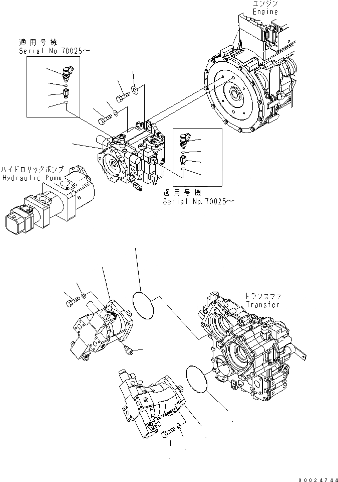 Схема запчастей Komatsu WA250L-5 - HST НАСОС ТРАНСМИССИЯ