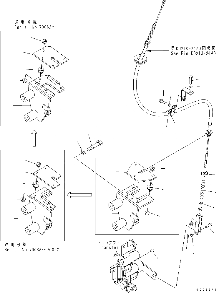 Схема запчастей Komatsu WA250L-5 - СТОЯНОЧНЫЙ ТОРМОЗ УПРАВЛ-Е ТРАНСМИССИЯ