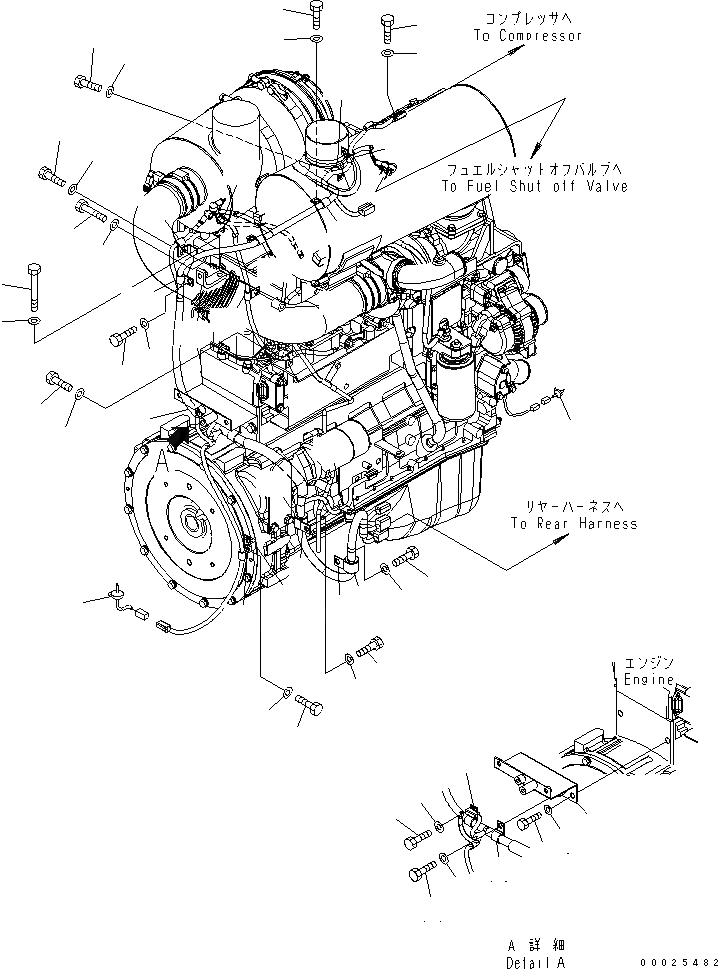 Схема запчастей Komatsu WA250PT-5 - Э/ПРОВОДКА ДВИГАТЕЛЯ (/) КОМПОНЕНТЫ ДВИГАТЕЛЯ