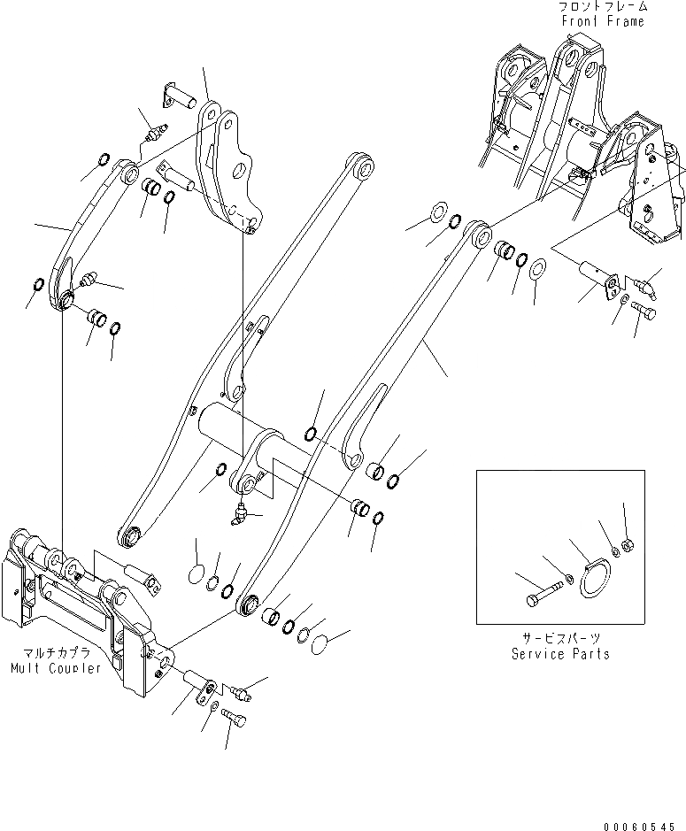 Схема запчастей Komatsu WA250PT-5 - РУКОЯТЬ И BELL CRANK РАБОЧЕЕ ОБОРУДОВАНИЕ