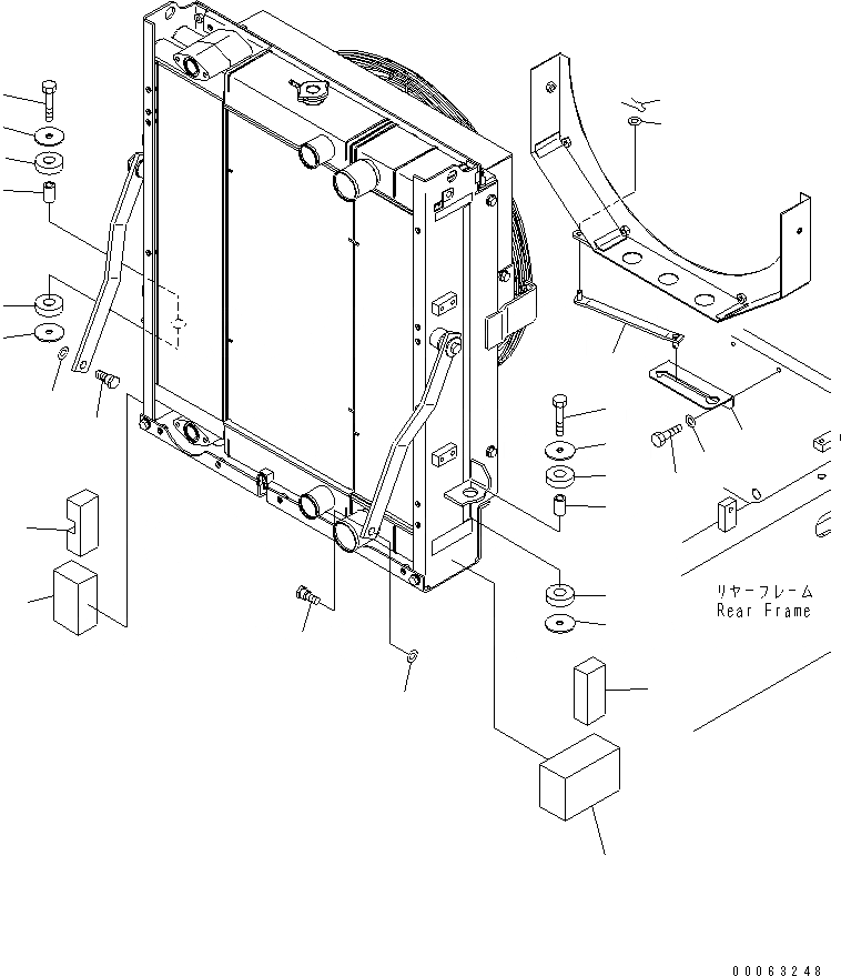 Схема запчастей Komatsu WA250PZ-6 - РАДИАТОР (КРЕПЛЕНИЕ РАДИАТОРА ЧАСТИ)(№7-) СИСТЕМА ОХЛАЖДЕНИЯ