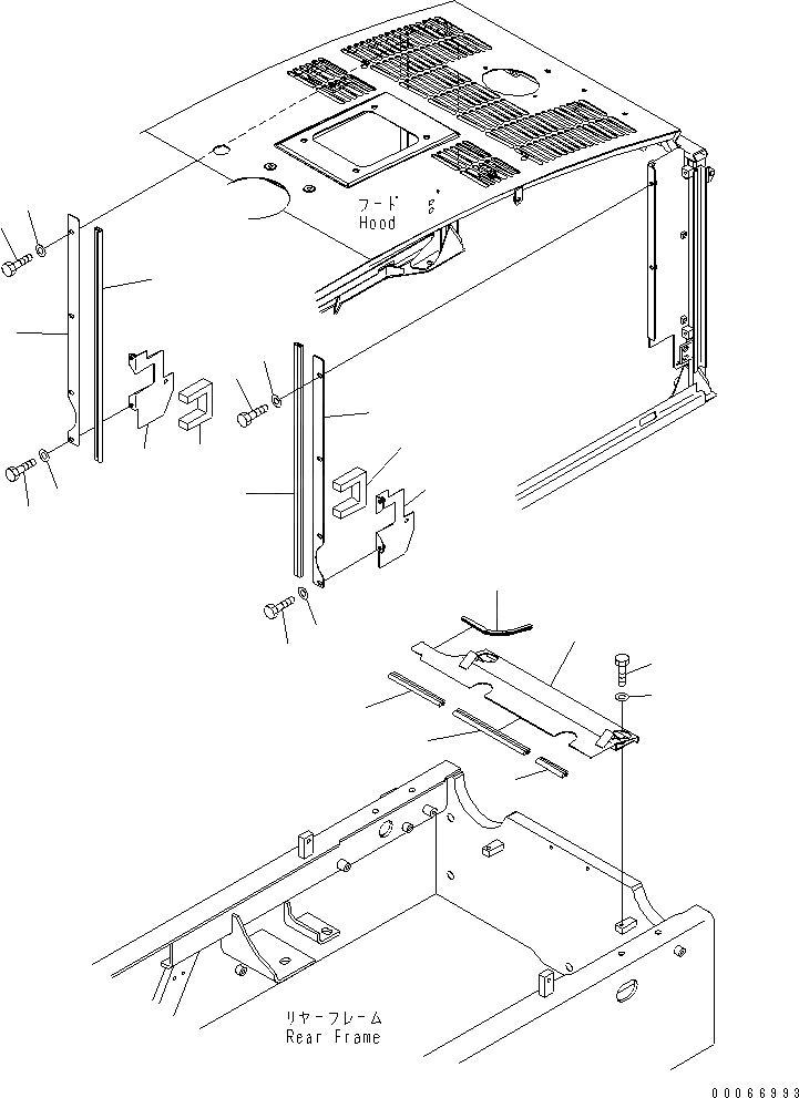 Схема запчастей Komatsu WA250PZ-6 - КАПОТ (ДЕФЛЕКТОР ПЛАСТИНА)(№7-) ЧАСТИ КОРПУСА