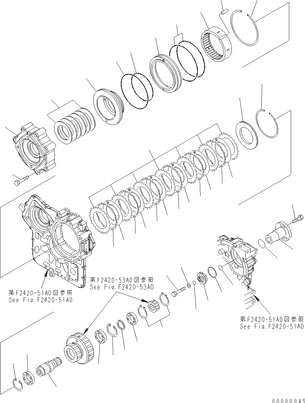 Схема запчастей Komatsu WA250PT-5 - ПЕРЕДАЧА (/) (МУФТА КОЖУХ) F ТРАНСМИССИЯ