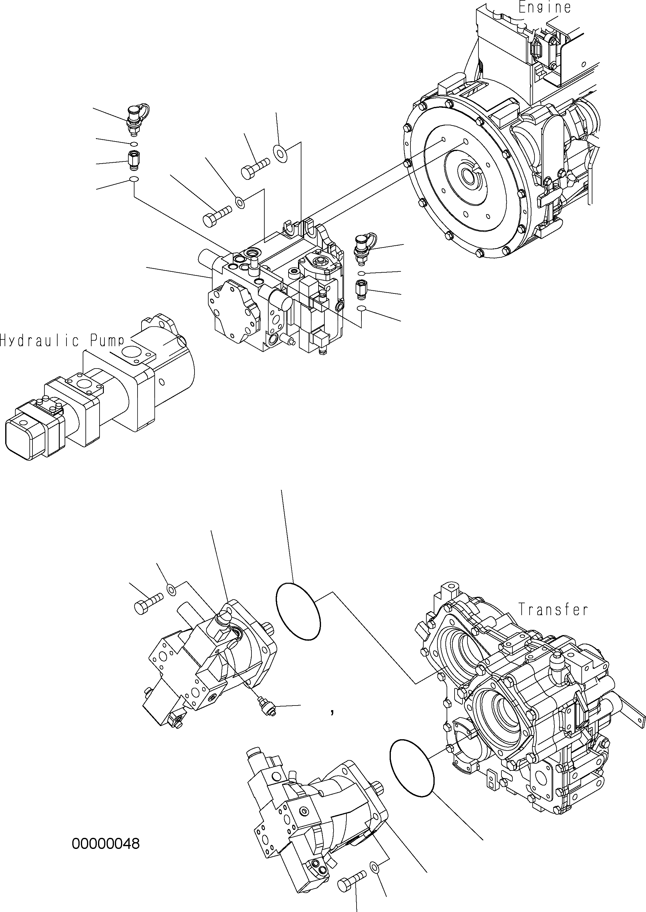 Схема запчастей Komatsu WA250PT-5 - HST НАСОС F ТРАНСМИССИЯ