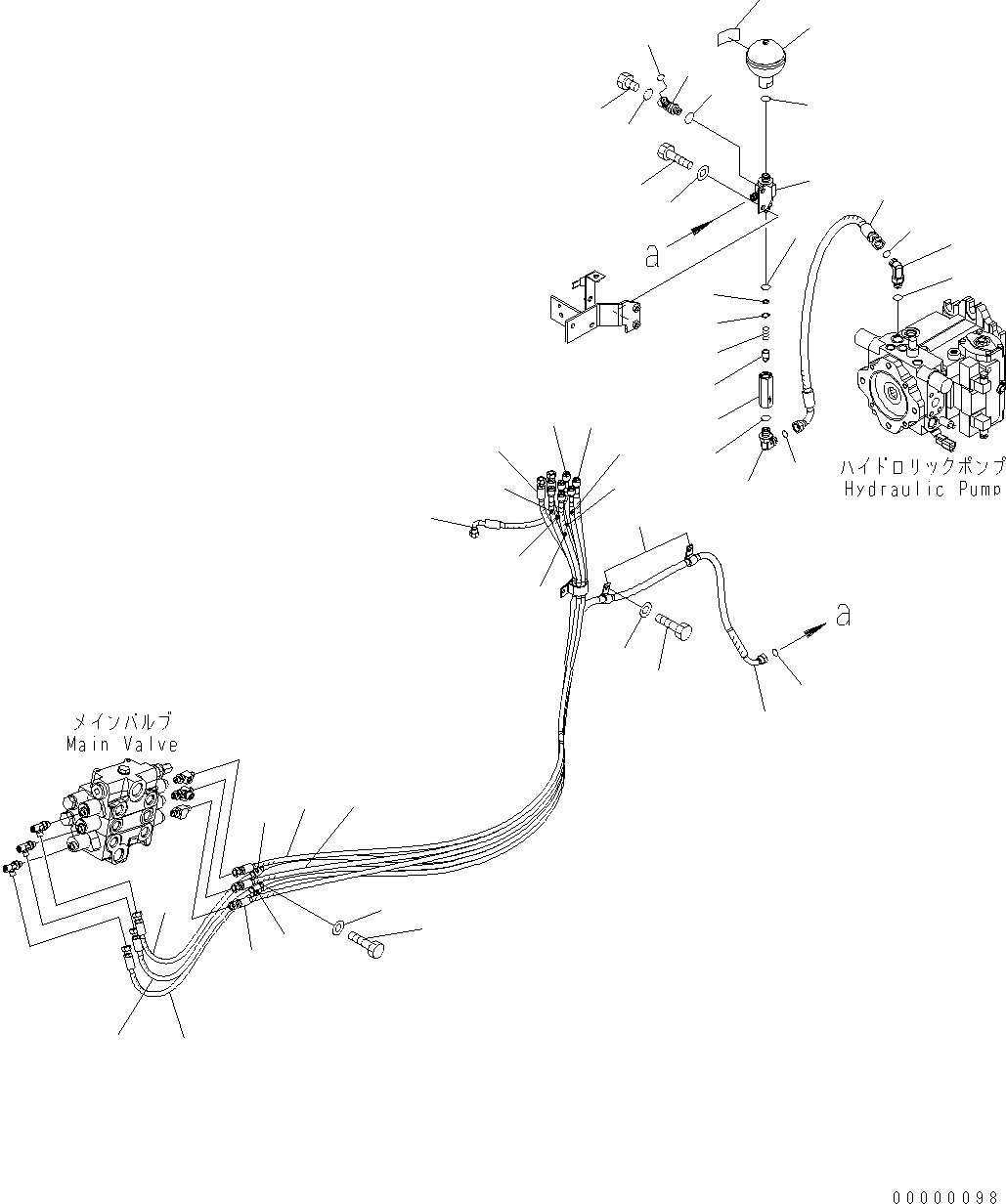 Схема запчастей Komatsu WA250PT-5 - ГИДРОЛИНИЯ (P.P.C ТРУБЫ) H ГИДРАВЛИКА