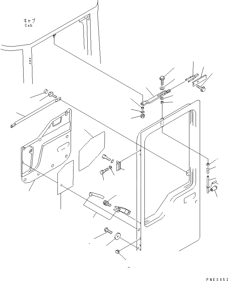 Схема запчастей Komatsu WA250PT-3 - КАБИНА ROPS (ЧАСТИ ДВЕРИ¤ ЛЕВ.) КАБИНА ОПЕРАТОРА И СИСТЕМА УПРАВЛЕНИЯ