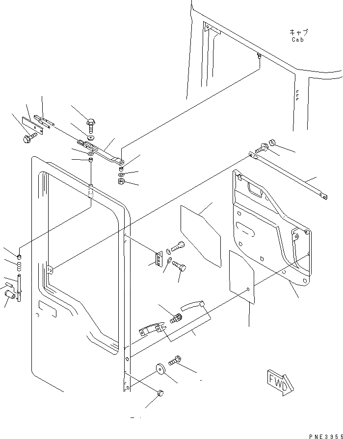 Схема запчастей Komatsu WA250PT-3 - КАБИНА ROPS (ЧАСТИ ДВЕРИ¤ ПРАВ.) КАБИНА ОПЕРАТОРА И СИСТЕМА УПРАВЛЕНИЯ