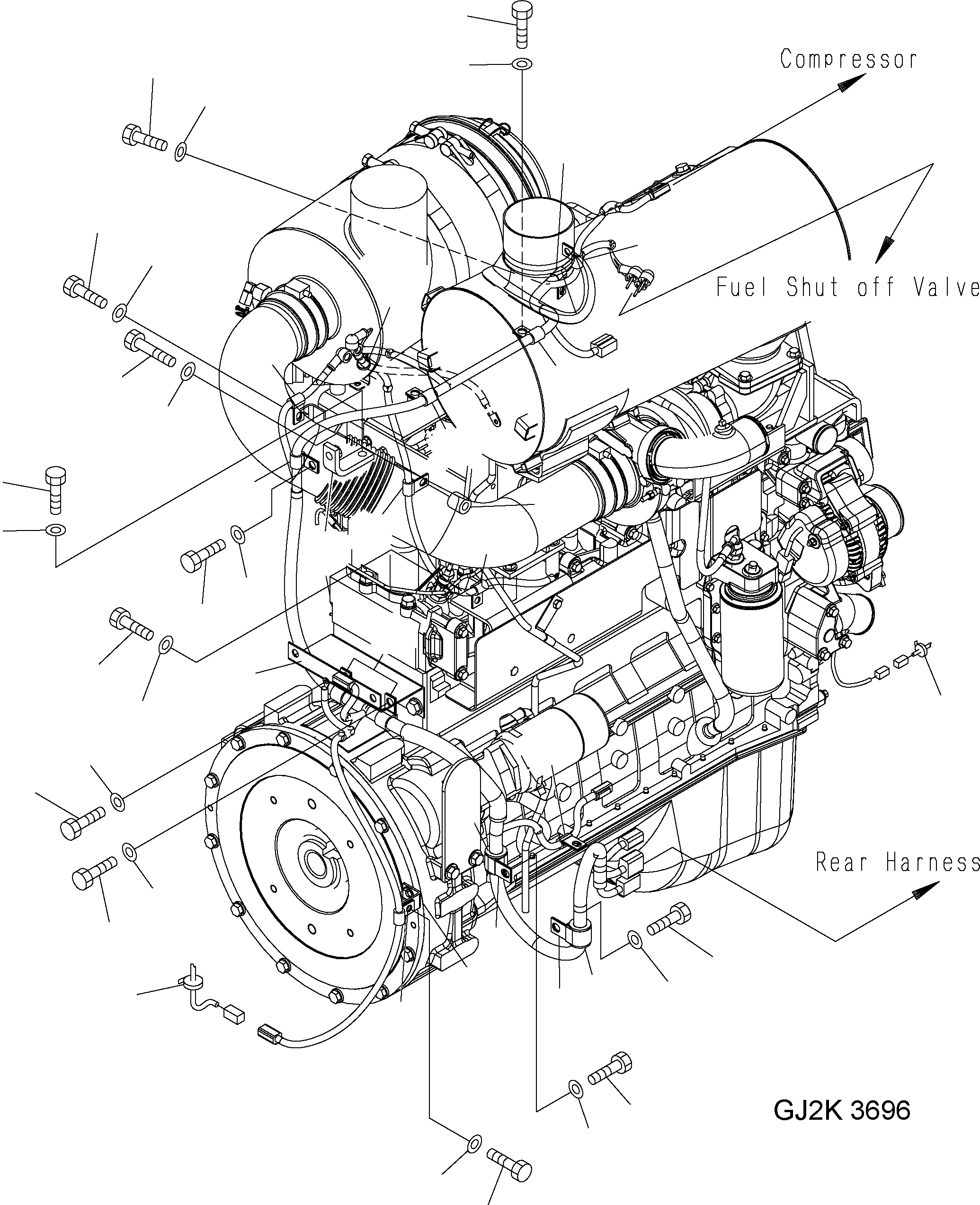 Схема запчастей Komatsu WA250PZ-5 - Э/ПРОВОДКА ДВИГАТЕЛЯ (/) B КОМПОНЕНТЫ ДВИГАТЕЛЯ