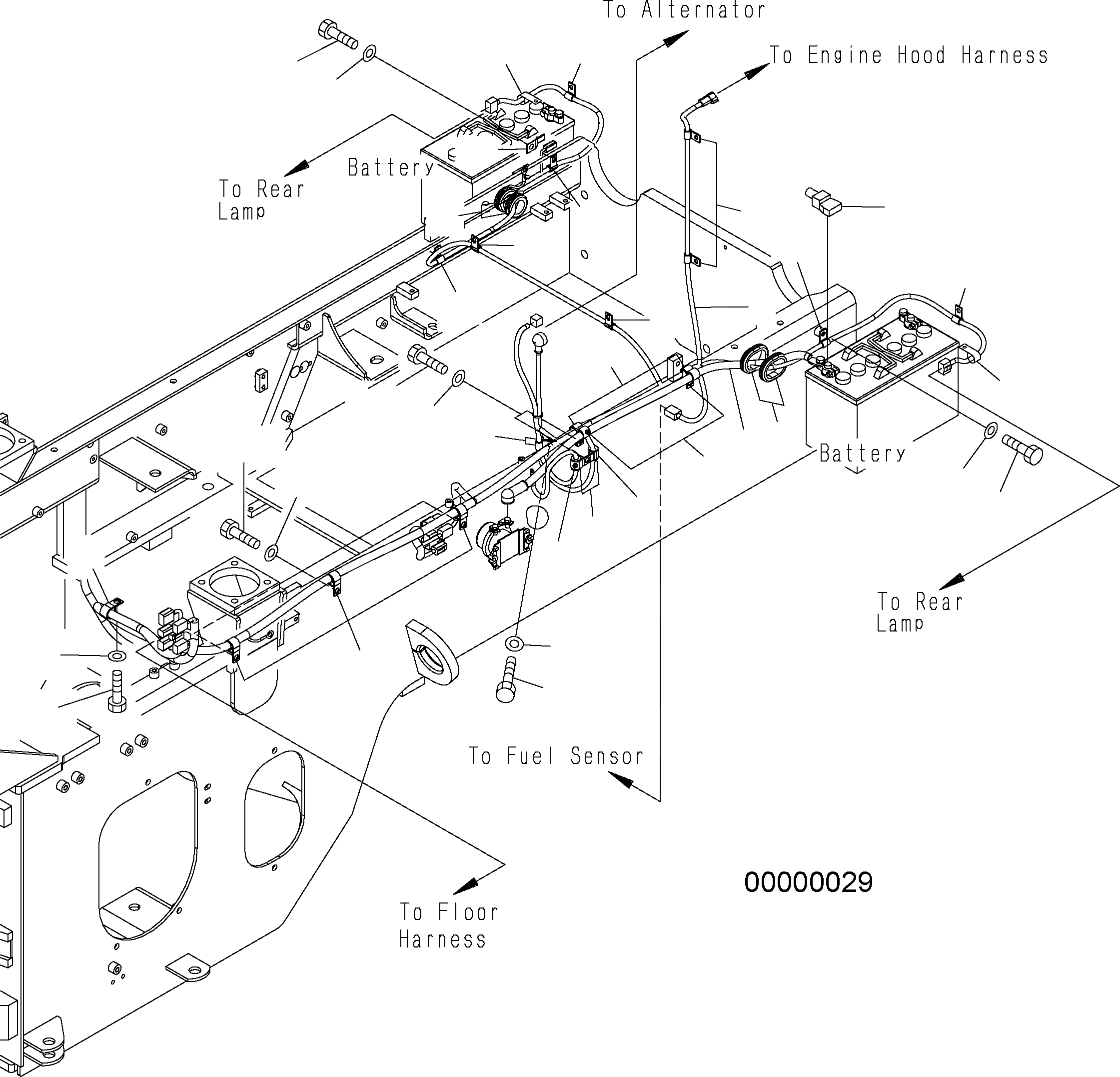 Схема запчастей Komatsu WA250PZ-5 - ЗАДН. Э/ПРОВОДКА (БЕЗ QICK COUPLER / ОСНОВН. Э/ПРОВОДКА) E ЭЛЕКТРИКА