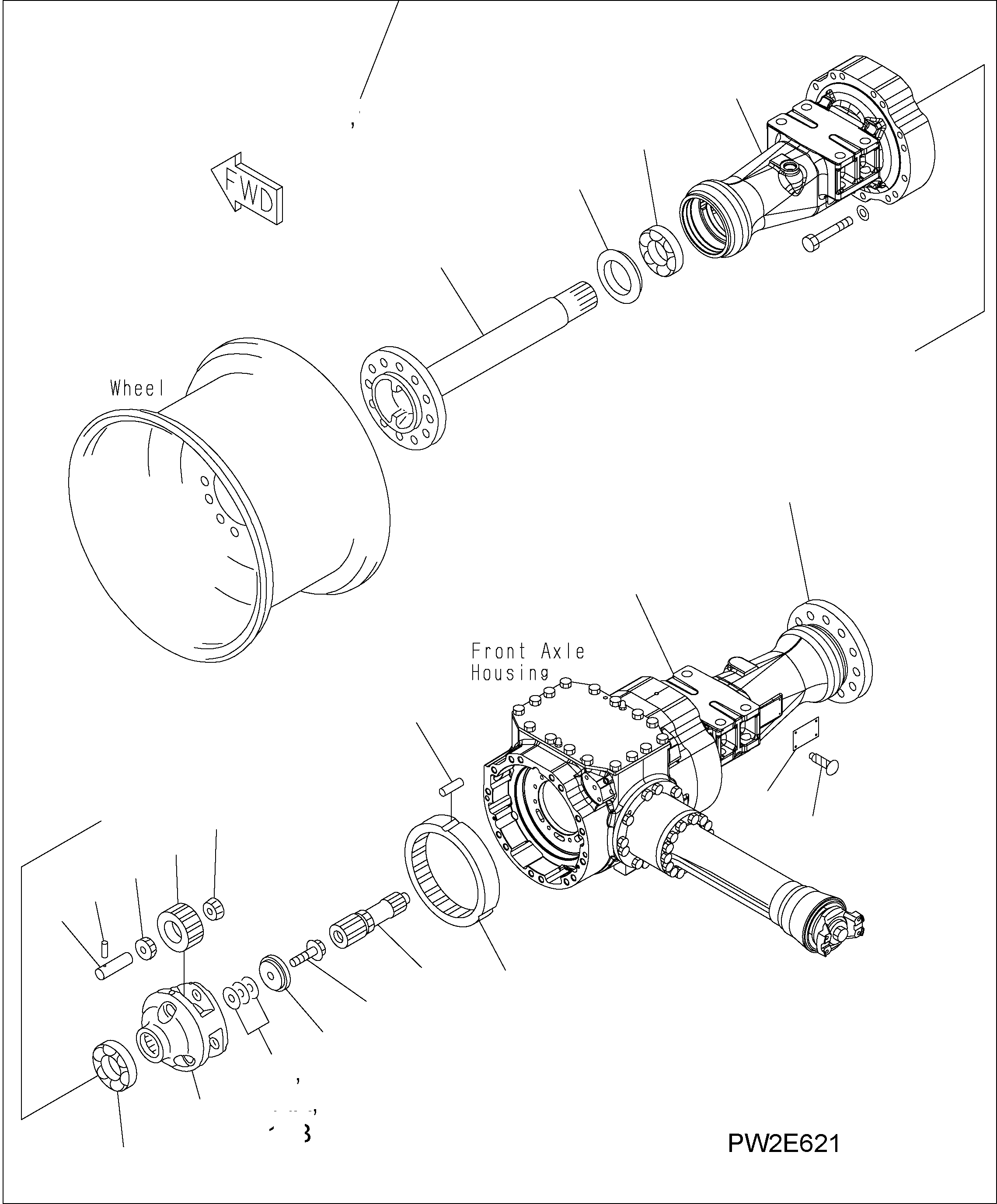 Схема запчастей Komatsu WA250PZ-5 - ПЕРЕДНИЙ МОСТ (STD И LSD - КОНЕЧНАЯ ПЕРЕДАЧА И КОЖУХ) F ТРАНСМИССИЯ