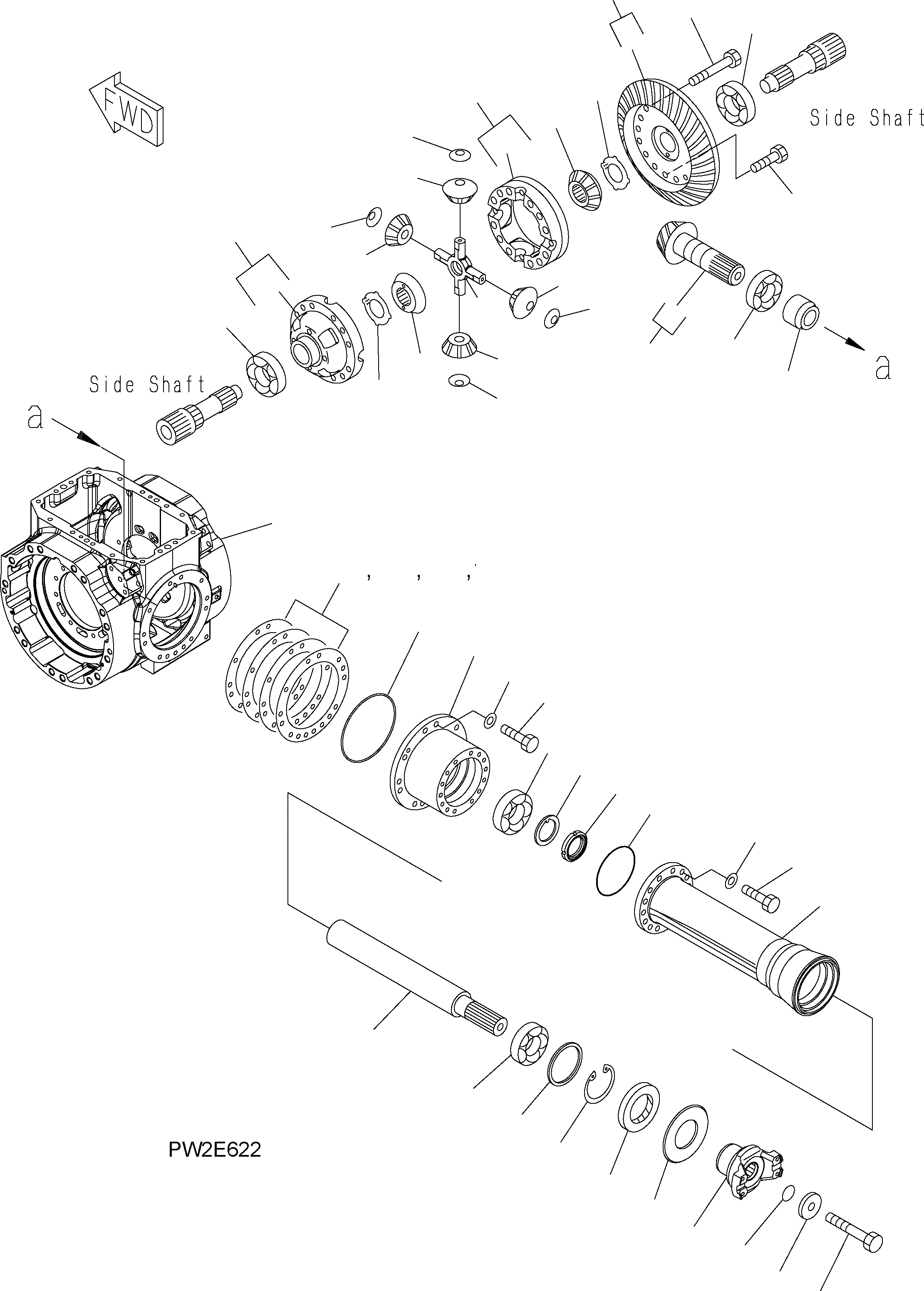 Схема запчастей Komatsu WA250PZ-5 - ПЕРЕДНИЙ МОСТ (STD - ДИФФЕРЕНЦ.) F ТРАНСМИССИЯ