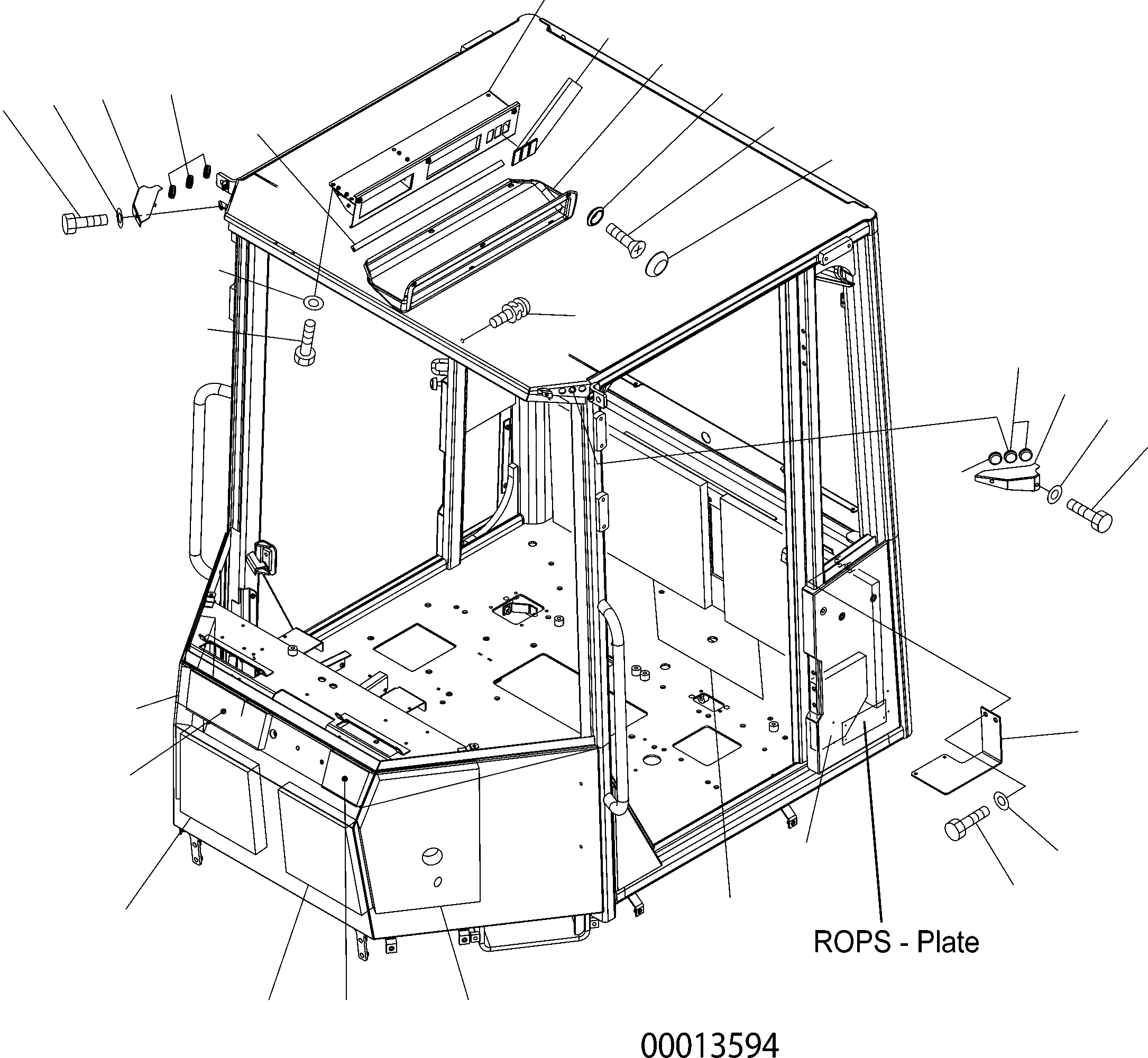 Схема запчастей Komatsu WA250PZ-5 - КАБИНА ROPS (ЩИТКИ, COVER) (ROPS MODEL NO: VBIA-R) K OPERATORS ОБСТАНОВКА И СИСТЕМА УПРАВЛЕНИЯ