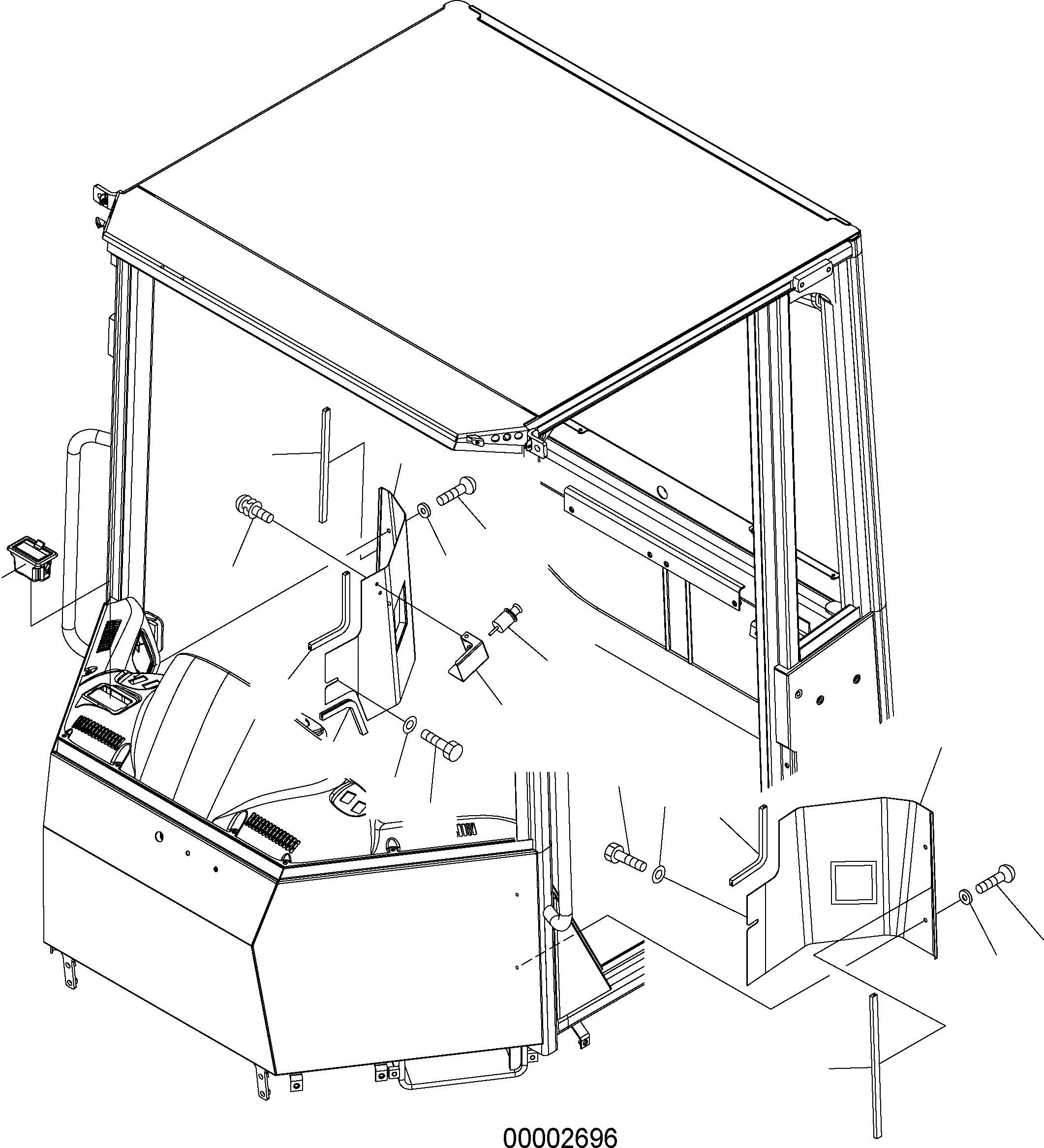 Схема запчастей Komatsu WA250PZ-5 - КАБИНА ROPS (COVER) (ROPS MODEL NO: 7-) K OPERATORS ОБСТАНОВКА И СИСТЕМА УПРАВЛЕНИЯ