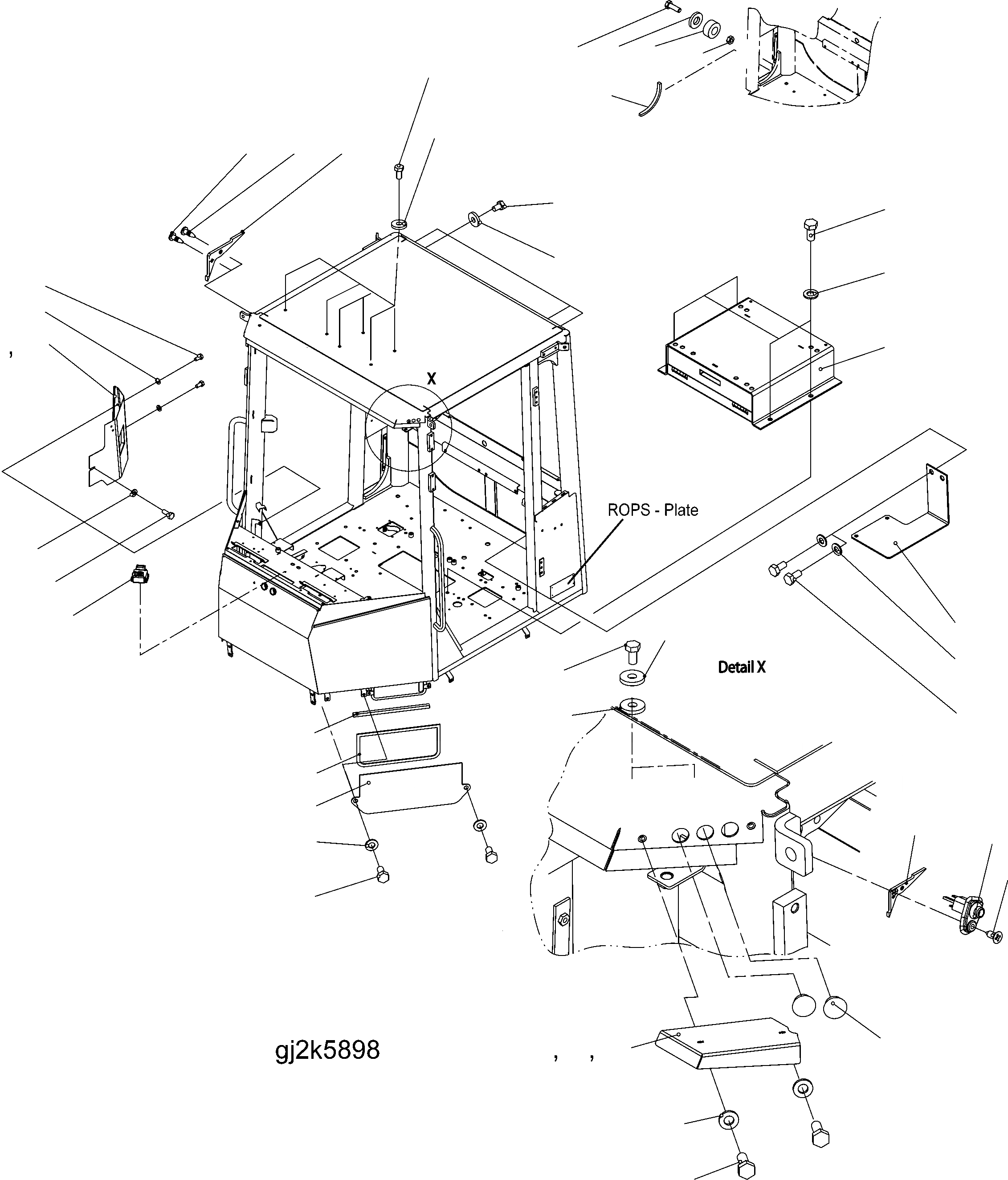 Схема запчастей Komatsu WA250PZ-5 - КАБИНА ROPS (COVER) (ROPS MODEL NO: 9-9-H) K OPERATORS ОБСТАНОВКА И СИСТЕМА УПРАВЛЕНИЯ