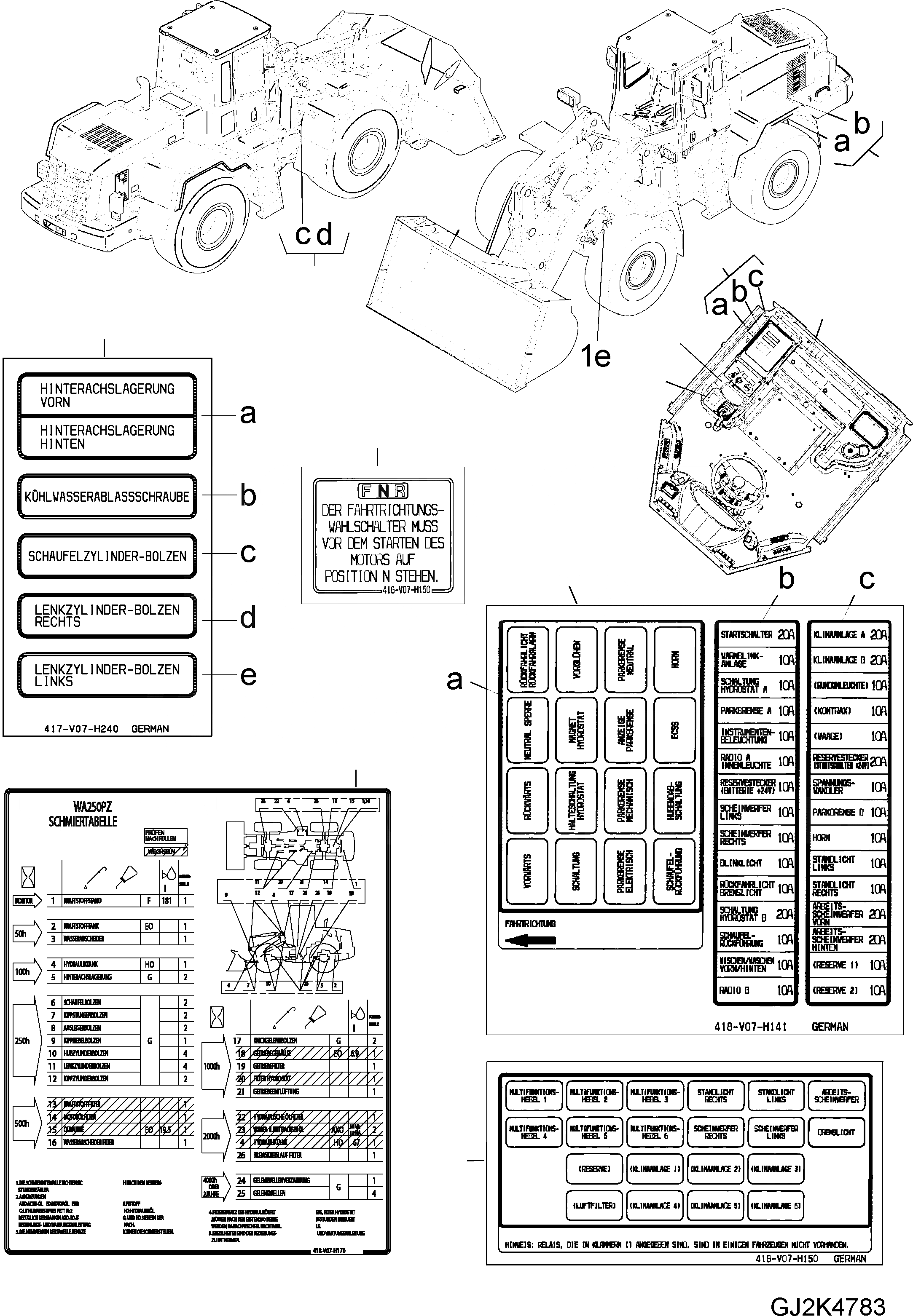 Схема запчастей Komatsu WA250PZ-5 - ТАБЛИЧКИS (/) (ГЕРМАН.) U МАРКИРОВКА