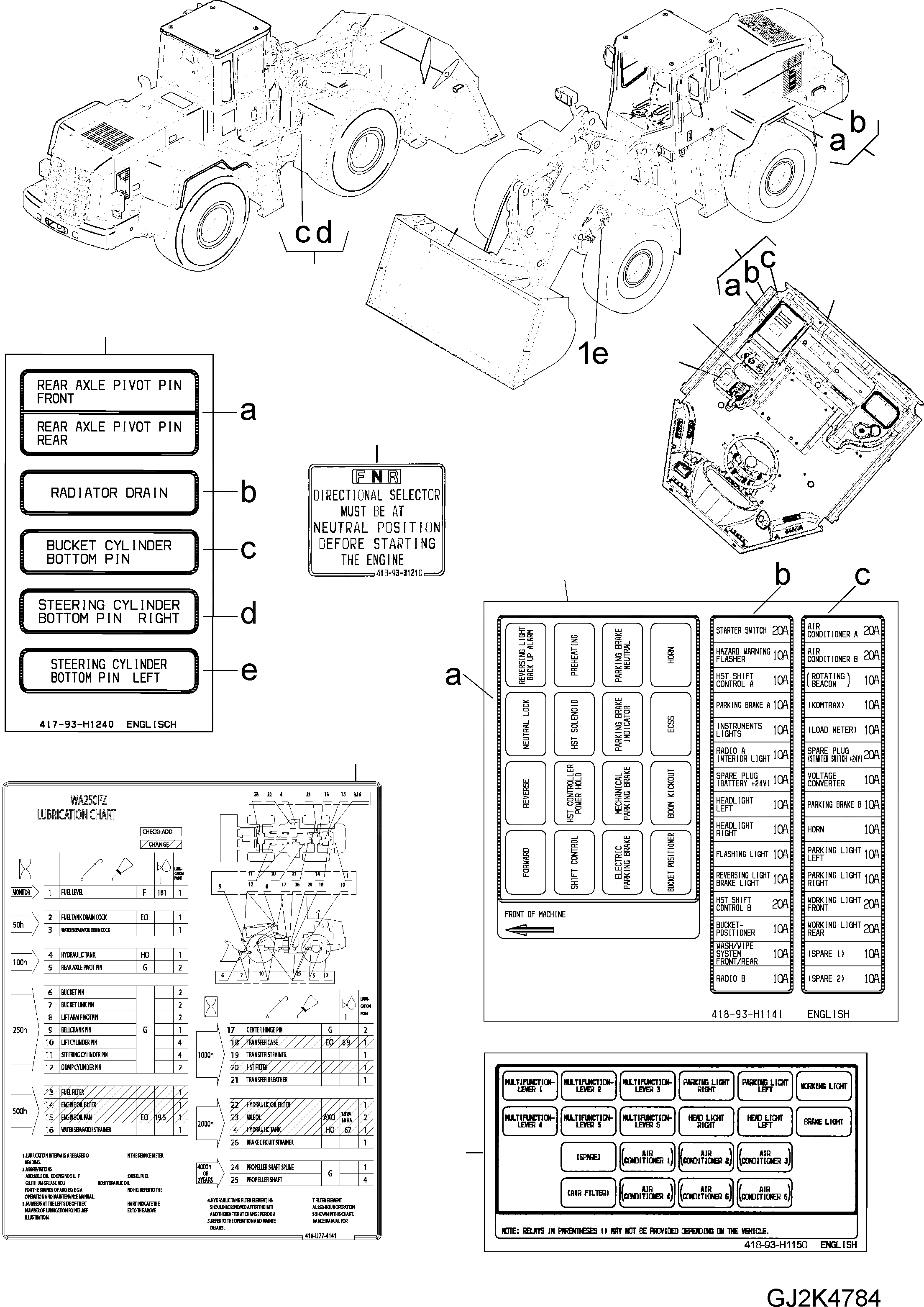 Схема запчастей Komatsu WA250PZ-5 - ТАБЛИЧКИS (/) (АНГЛ.) U МАРКИРОВКА