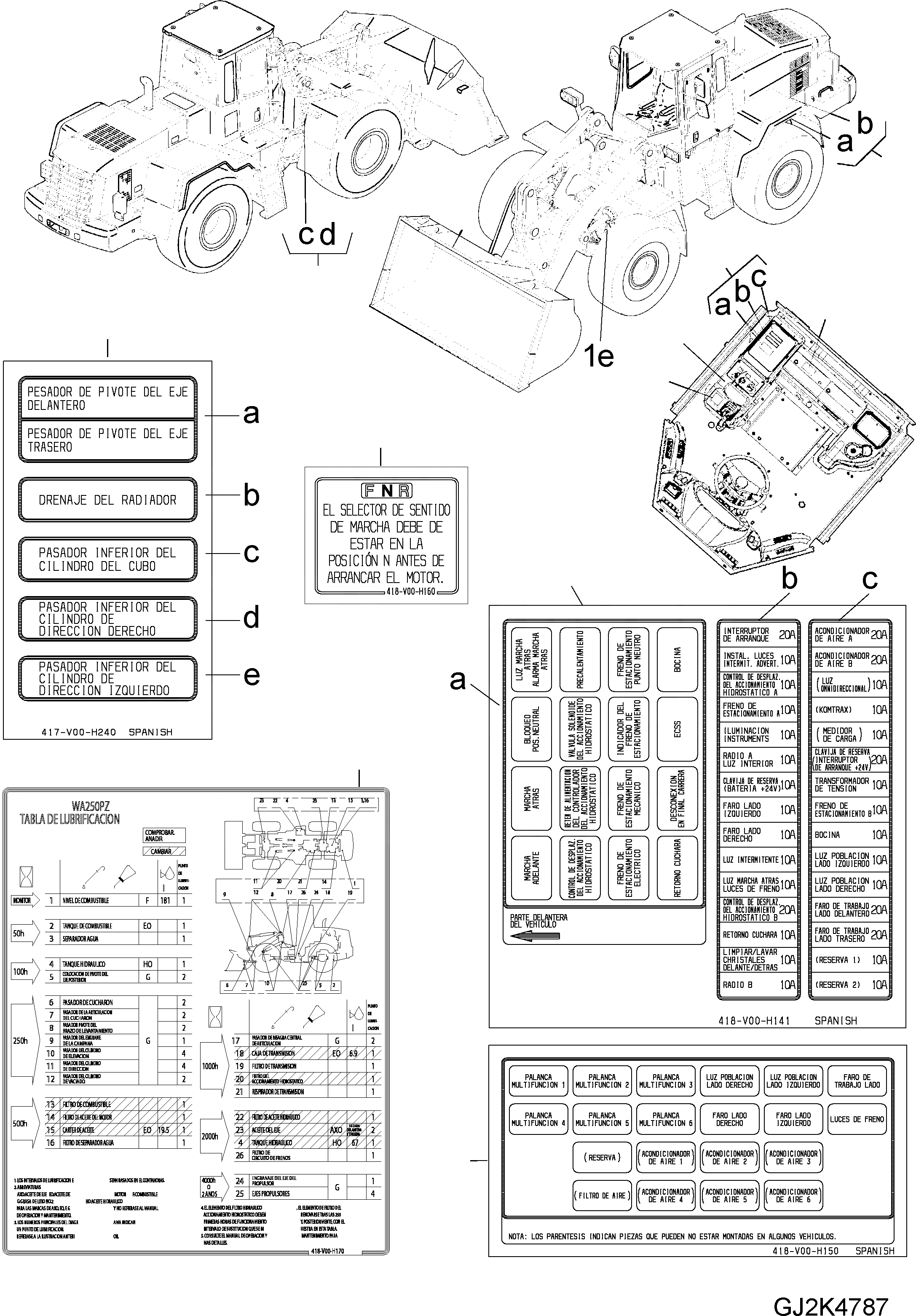 Схема запчастей Komatsu WA250PZ-5 - ТАБЛИЧКИS (/) (ИСПАНИЯ) U МАРКИРОВКА