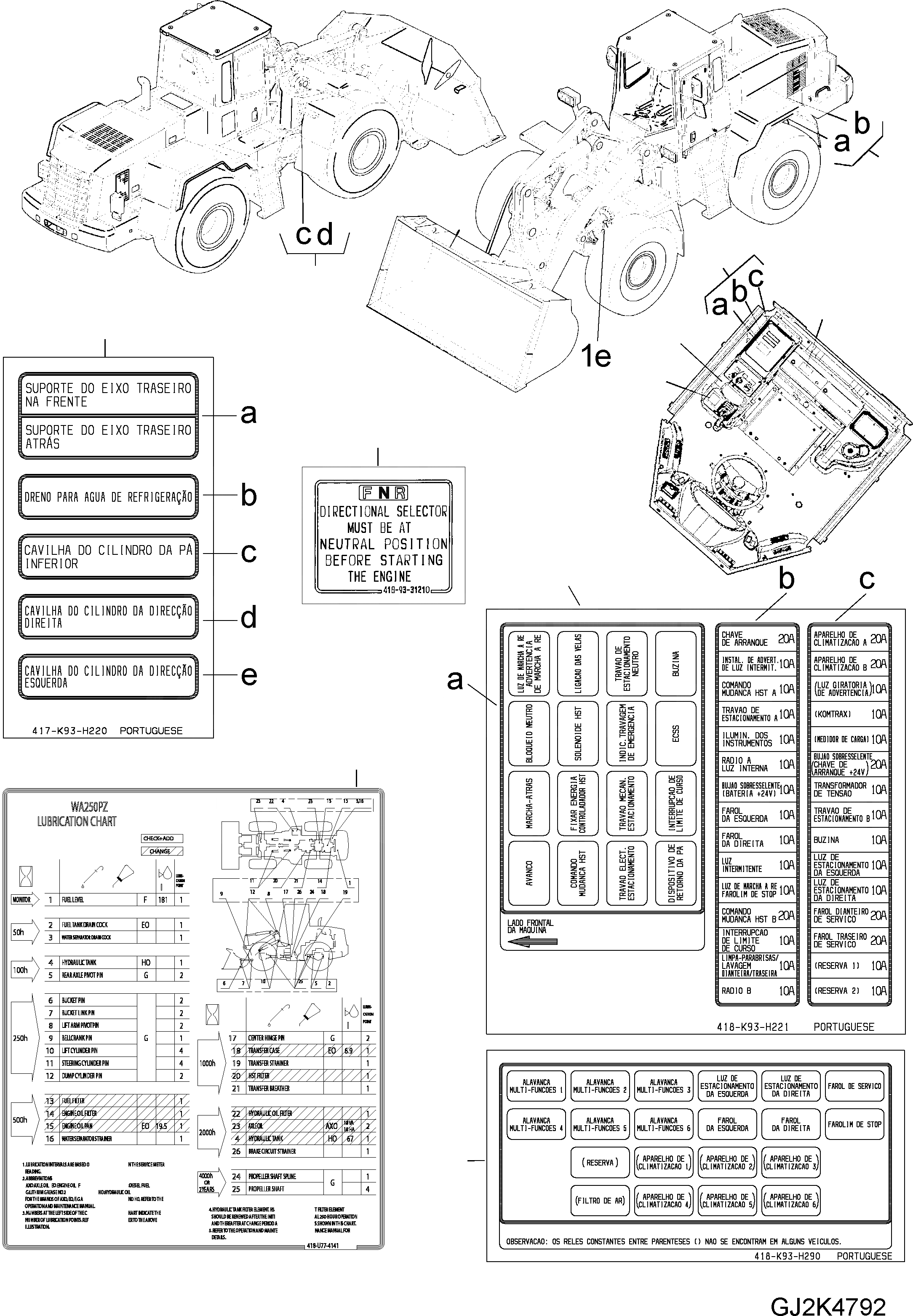 Схема запчастей Komatsu WA250PZ-5 - ТАБЛИЧКИS (/) (ПОРТУГАЛ.) U МАРКИРОВКА