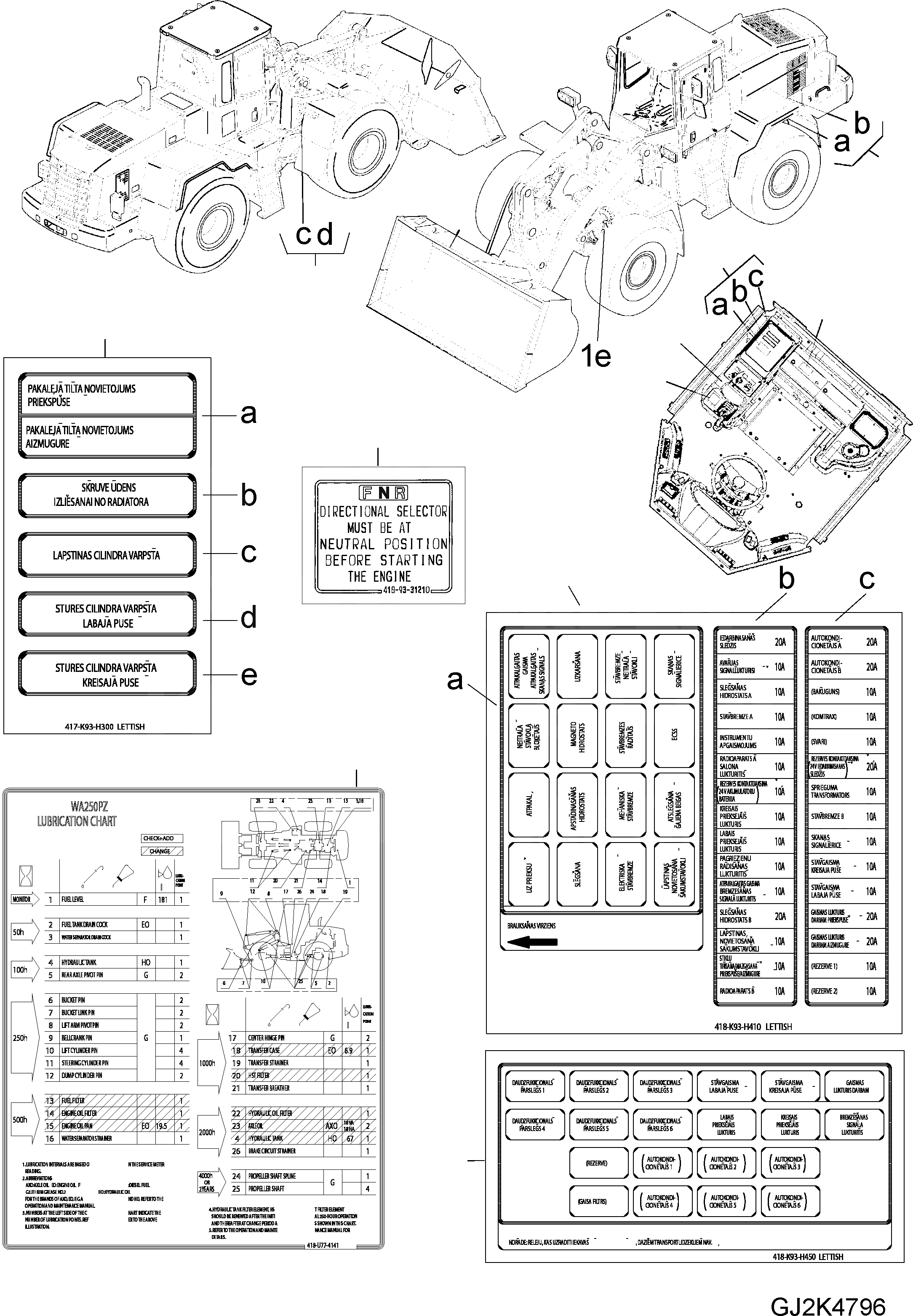 Схема запчастей Komatsu WA250PZ-5 - ТАБЛИЧКИS (/) (LETTISH) U МАРКИРОВКА