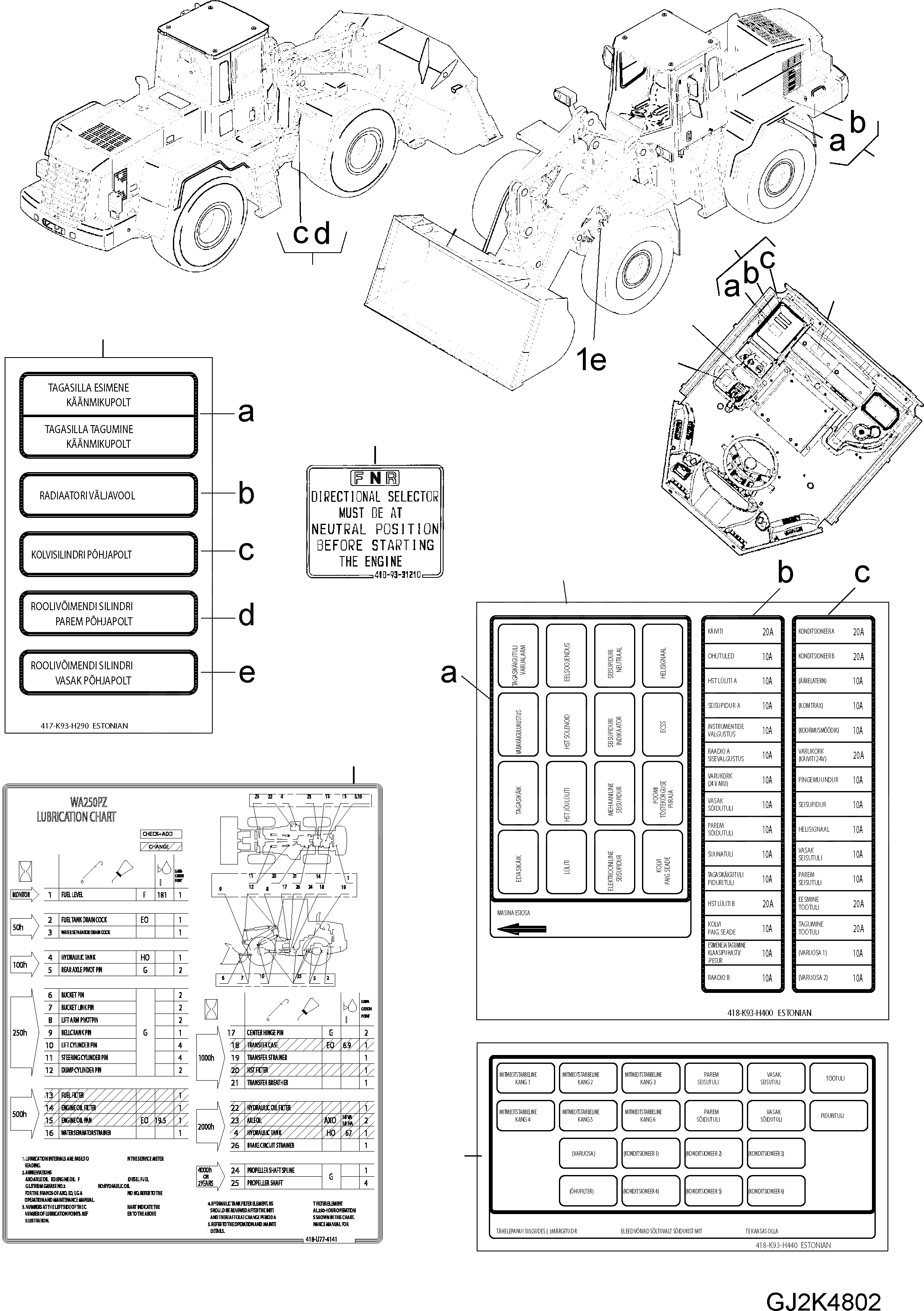 Схема запчастей Komatsu WA250PZ-5 - ТАБЛИЧКИS (/) (ESTONIAN) U МАРКИРОВКА