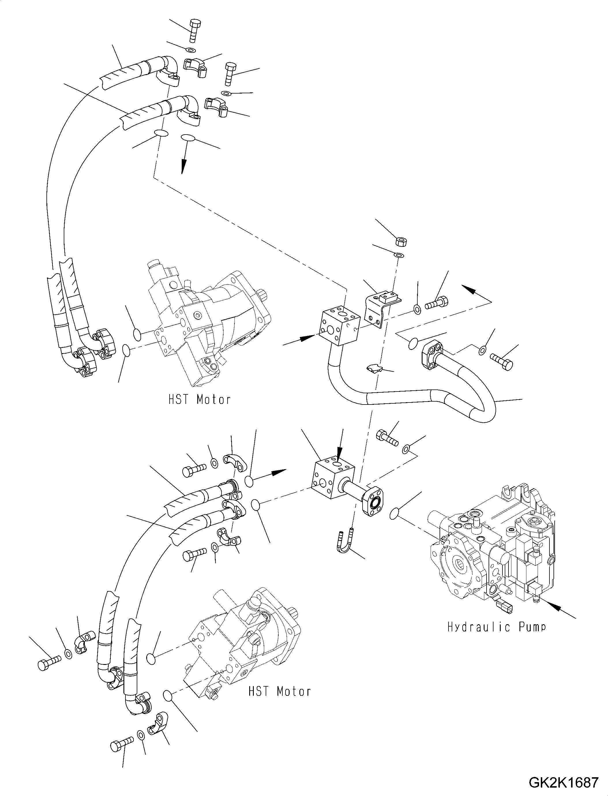 Схема запчастей Komatsu WA250PZ-6 - ГИДРОЛИНИЯ (ОСНОВН. ЛИНИЯ) F ТРАНСМИССИЯ