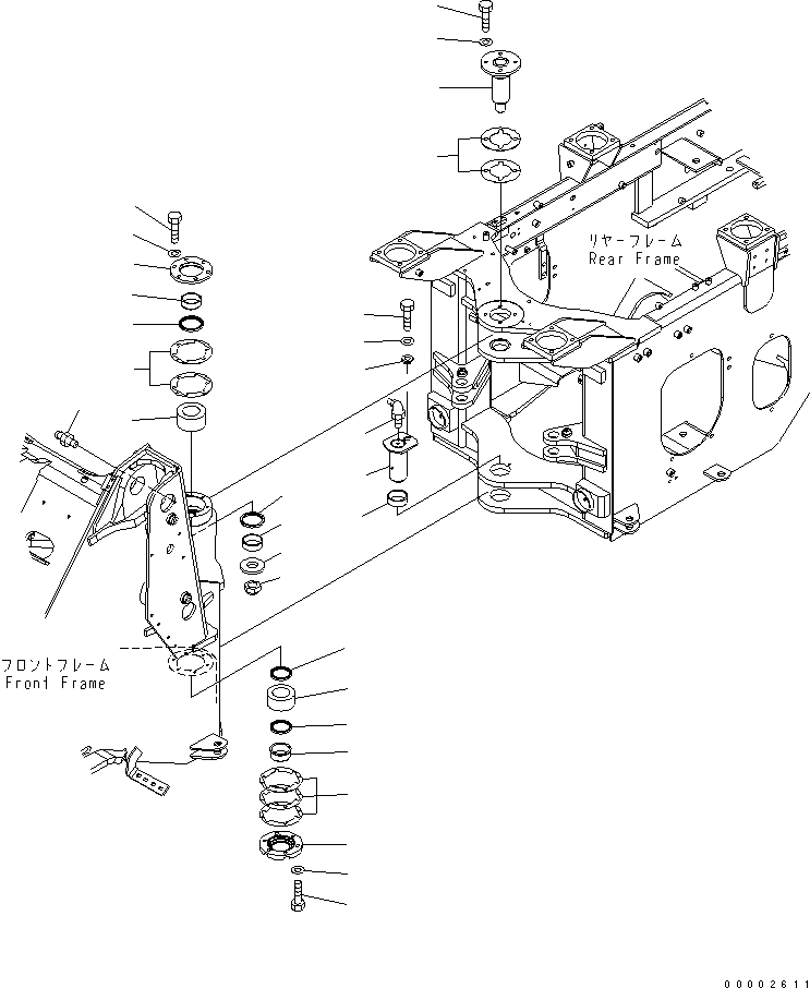 Схема запчастей Komatsu WA250PZ-6 - HINGE ПАЛЕЦ J ОСНОВНАЯ РАМА И ЕЕ ЧАСТИ