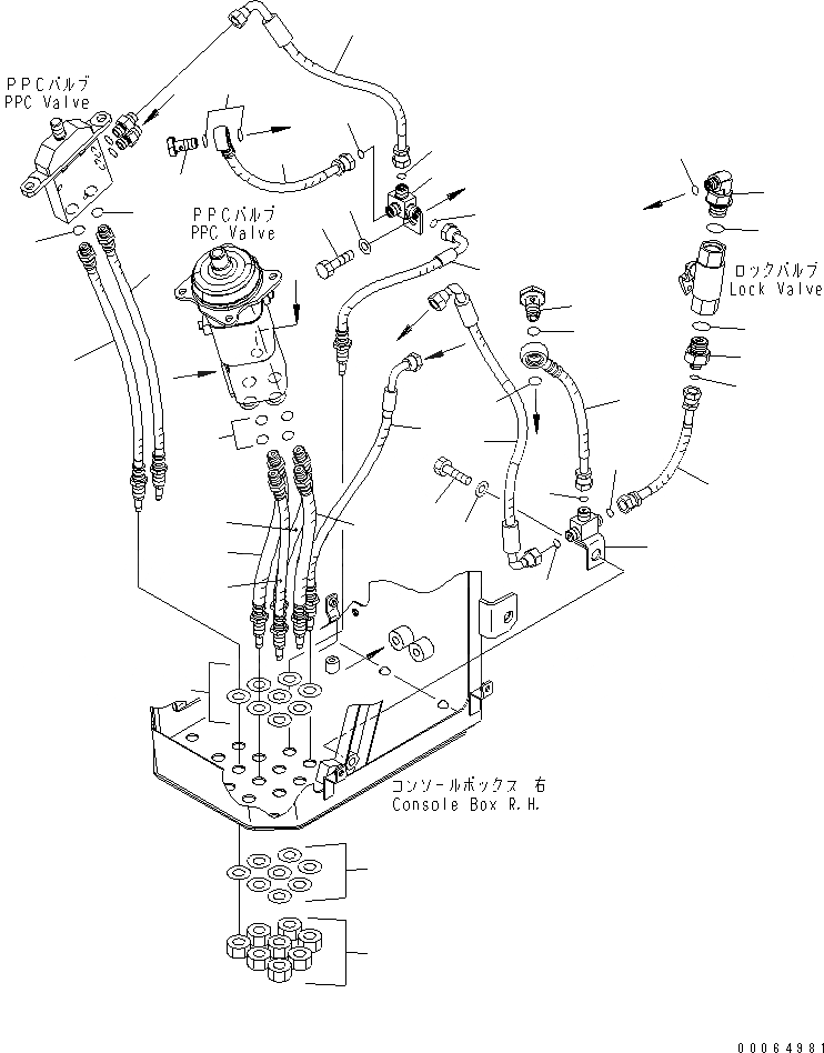 Схема запчастей Komatsu WA250PZ-6 - УПРАВЛЕНИЕ ПОГРУЗКОЙ (P.P.C. ШЛАНГИ) (ДЛЯ MULTI FUNCTION MONO РЫЧАГ И НАВЕСН. ОБОРУД РЫЧАГ) K OPERATORґS ОБСТАНОВКА И СИСТЕМА УПРАВЛЕНИЯ