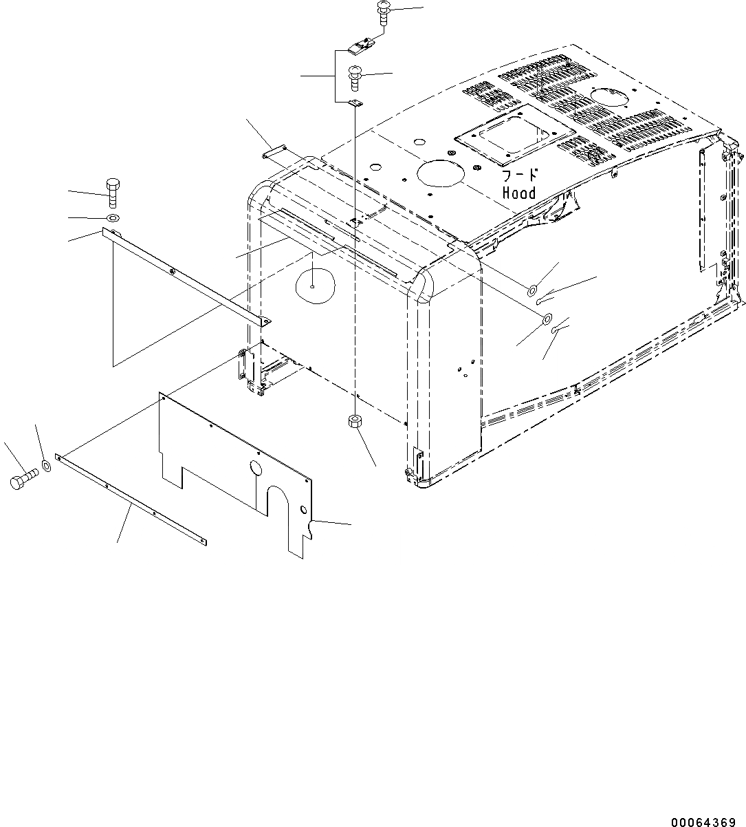 Схема запчастей Komatsu WA250PZ-6 - КАПОТ (BULKHEAD) M ЧАСТИ КОРПУСА