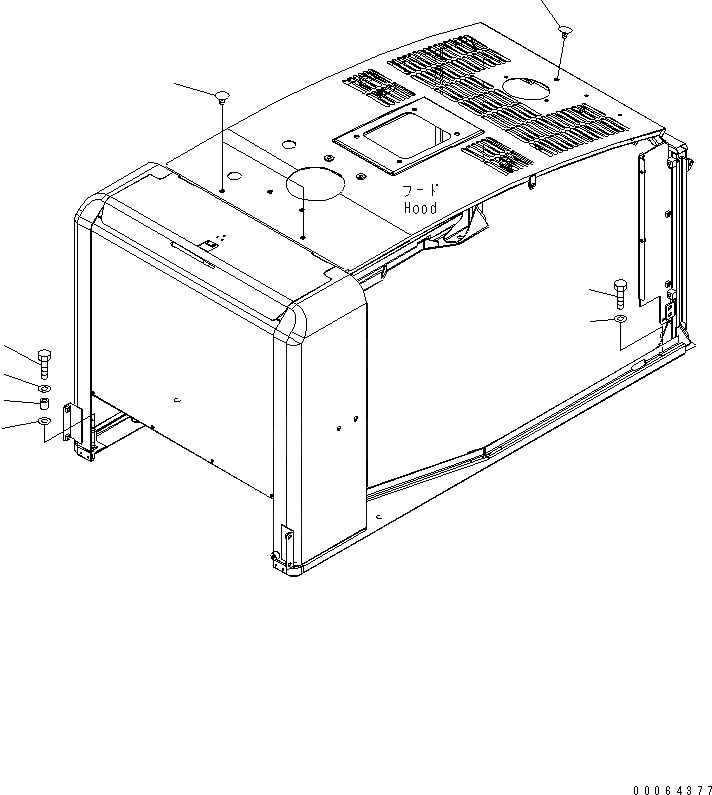 Схема запчастей Komatsu WA250PZ-6 - КАПОТ (КРЕПЛЕНИЕ) M ЧАСТИ КОРПУСА
