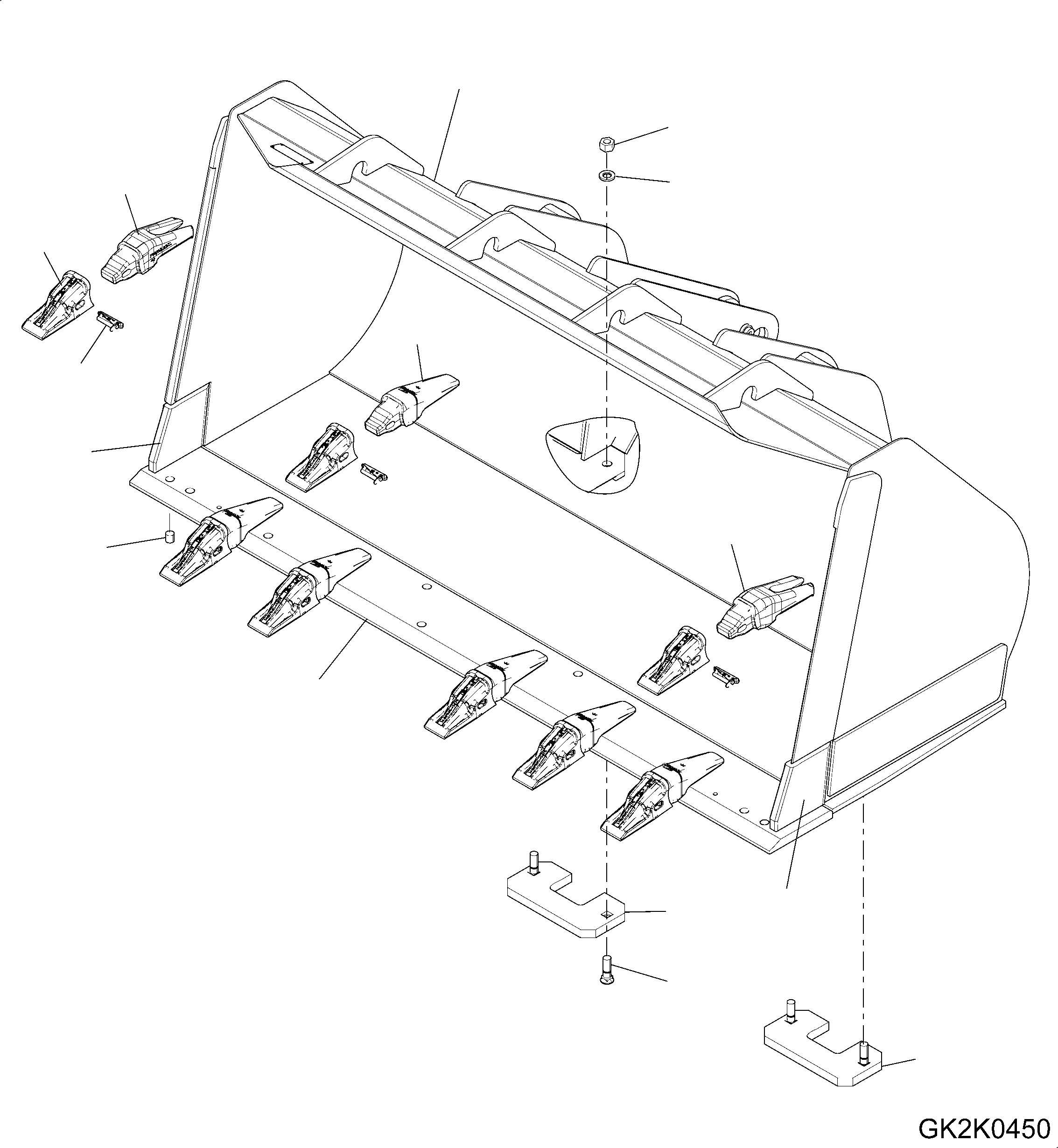 Схема запчастей Komatsu WA250PZ-6 - КОВШ (.CBM) (С TEETH) (ТИП B) T [РАБОЧЕЕ ОБОРУДОВАНИЕ]