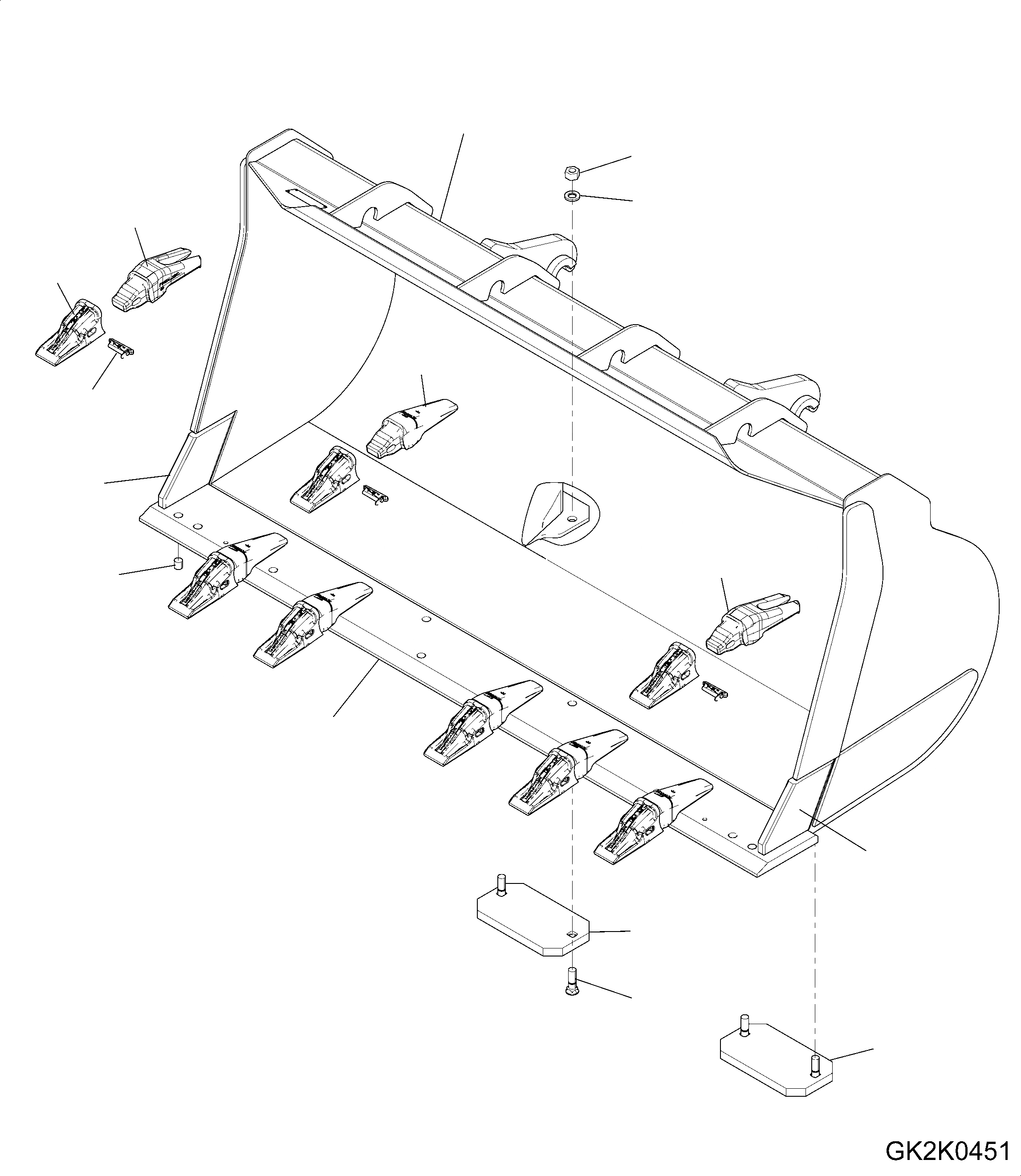 Схема запчастей Komatsu WA250PZ-6 - КОВШ (.CBM) (С TEETH) (ТИП QC-A) T [РАБОЧЕЕ ОБОРУДОВАНИЕ]