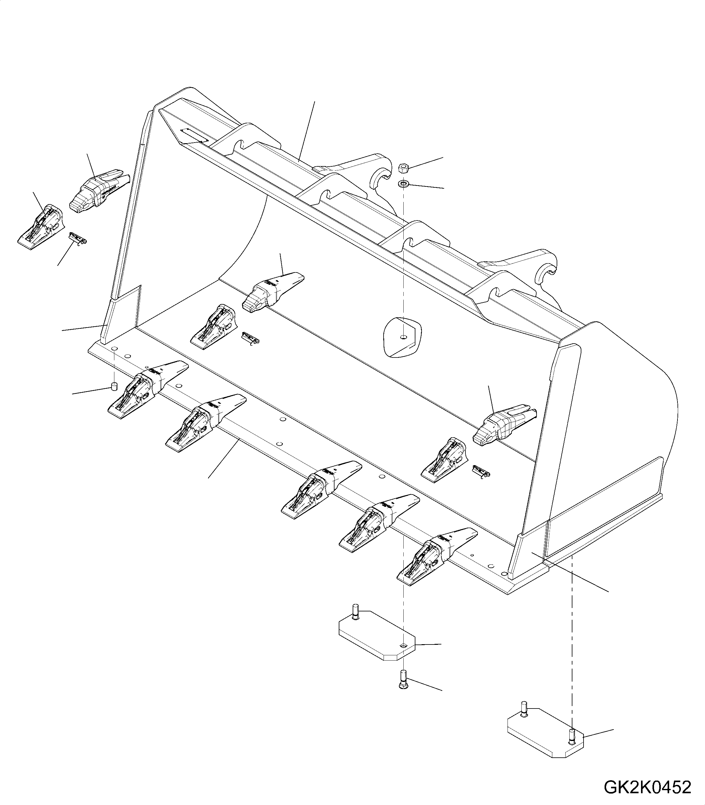 Схема запчастей Komatsu WA250PZ-6 - КОВШ (.CBM) (С TEETH) (ТИП QC-B) T [РАБОЧЕЕ ОБОРУДОВАНИЕ]