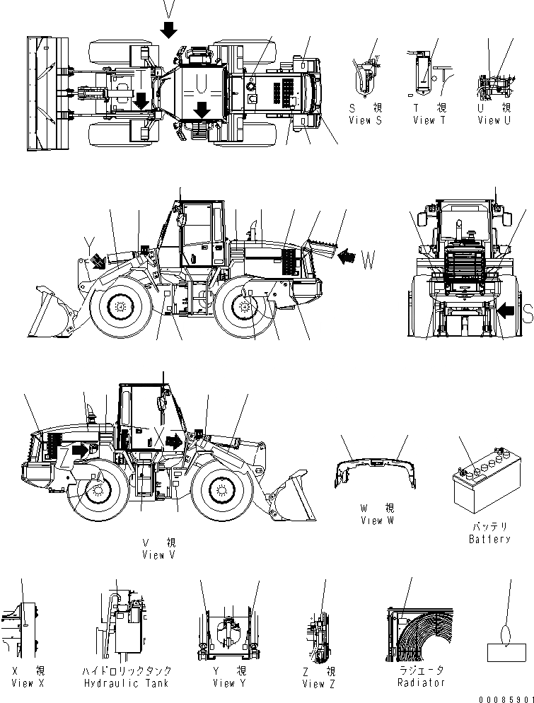 Схема запчастей Komatsu WA250PZ-6 - КАПОТ (ПРЕФИЛЬТР TURBO )(№7-) ЧАСТИ КОРПУСА
