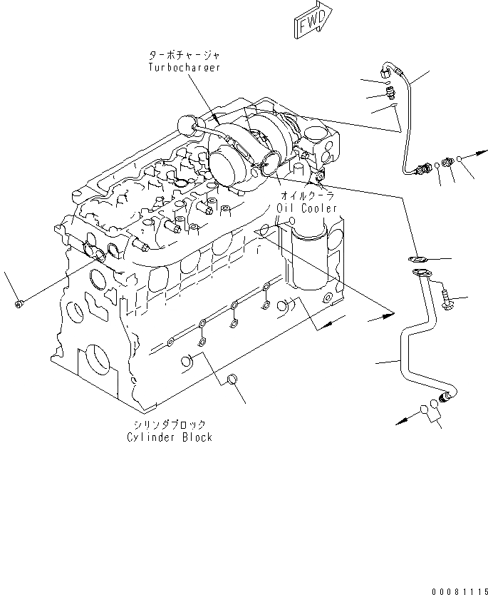 Схема запчастей Komatsu WA250PZ-6 - ТУРБОНАГНЕТАТЕЛЬ (МАСЛОПРОВОДЯЩАЯ ЛИНИЯ) AA ДВИГАТЕЛЬ