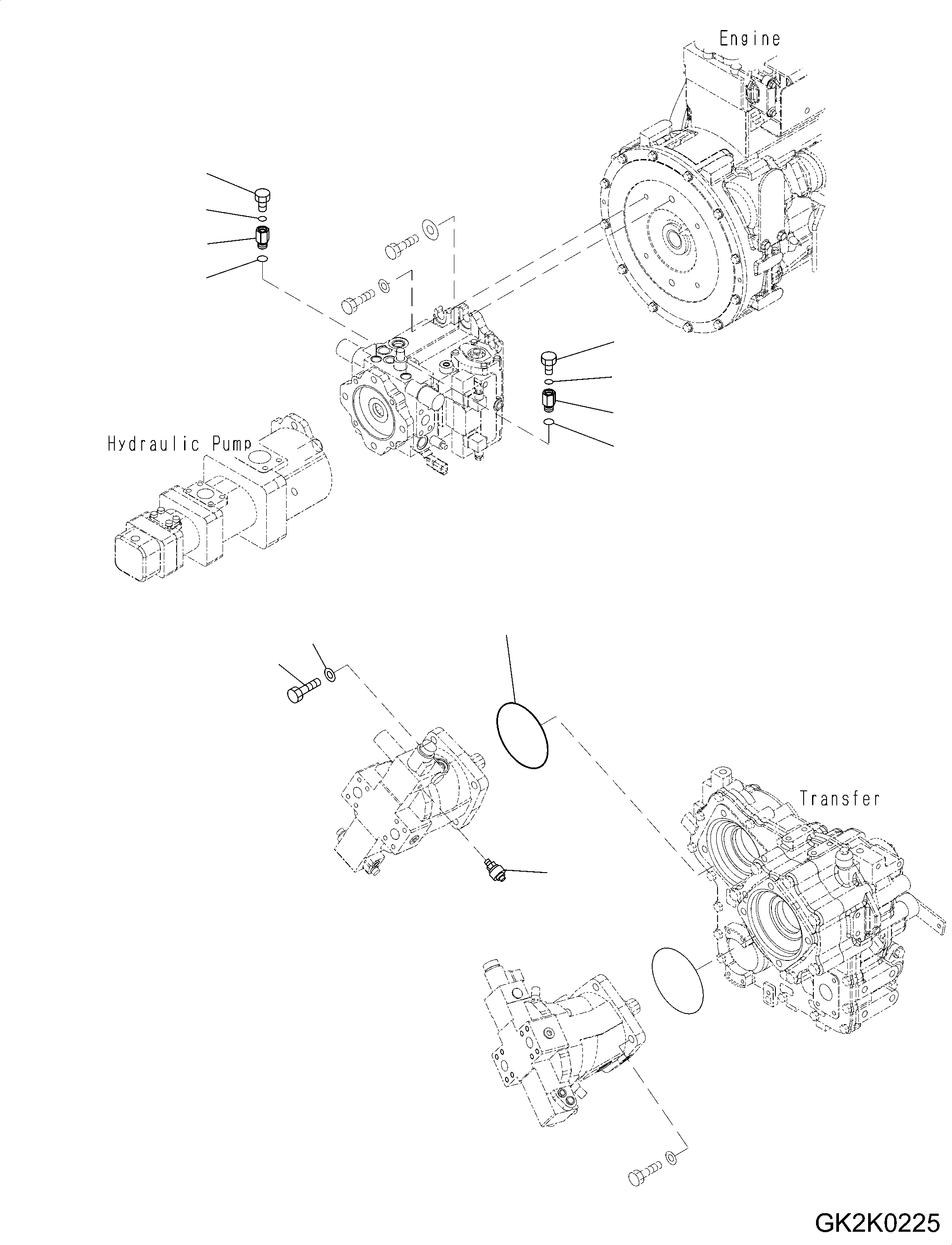 Схема запчастей Komatsu WA250PZ-6 - HYDROSTATIC ТРАНСМИССИЯ (HST) (КРЕПЛЕНИЕ) (/) F POWER TRANSMITTING СИСТЕМА