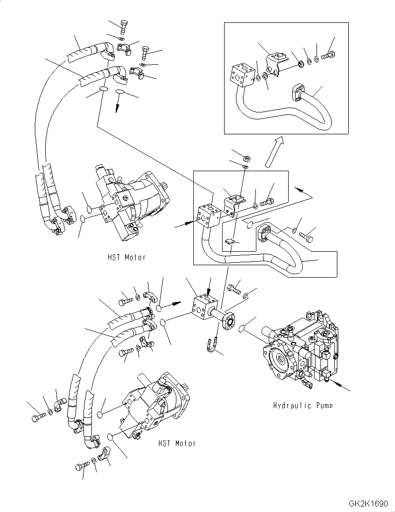 Схема запчастей Komatsu WA250PZ-6 - ГИДРОЛИНИЯ (ОСНОВН. ЛИНИЯ) F POWER TRANSMITTING СИСТЕМА