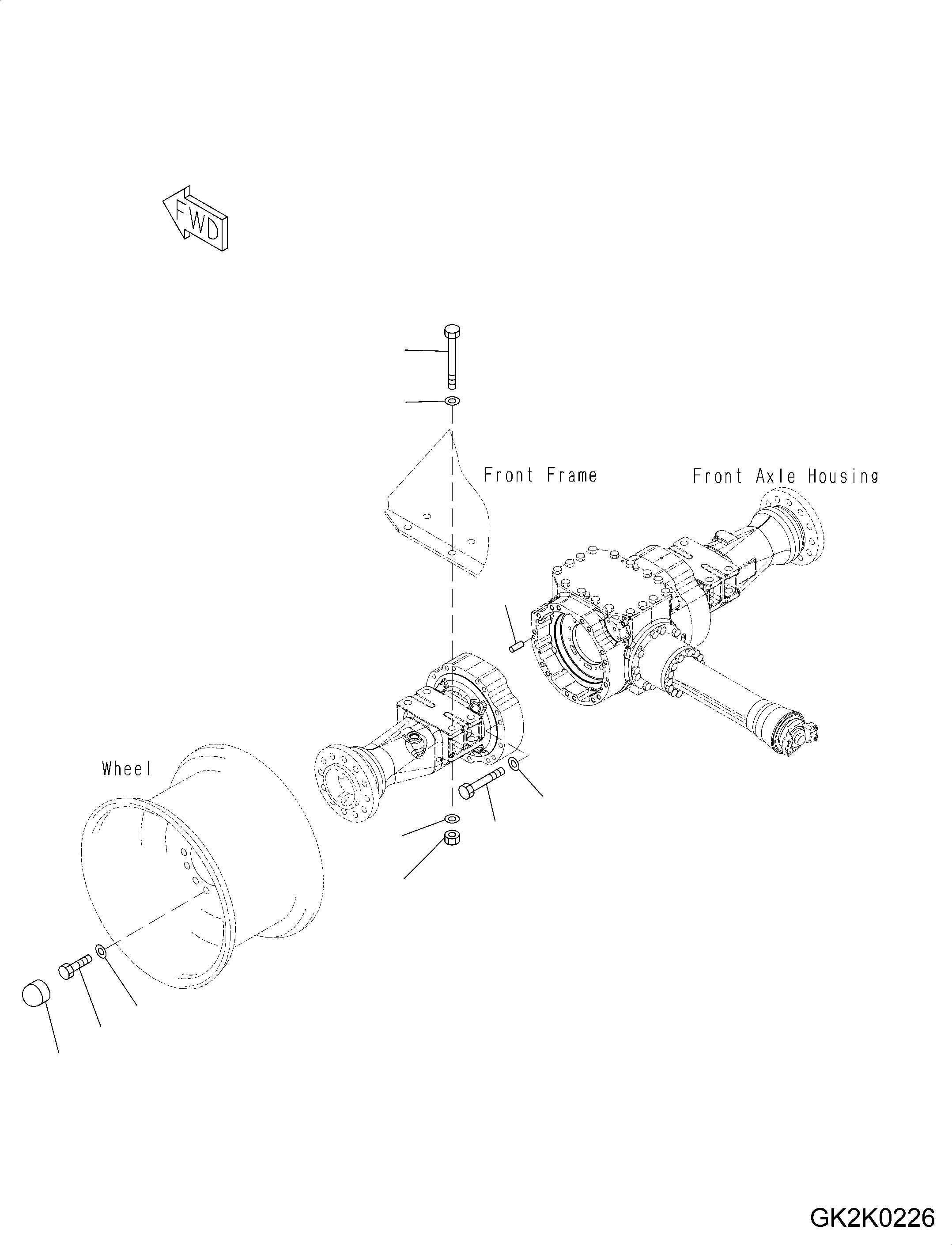 Схема запчастей Komatsu WA250PZ-6 - ПЕРЕДНИЙ МОСТ (БЕЗ САМОБЛОКИР. ДИФФЕРЕНЦ.) (КРЕПЛЕНИЕ) F POWER TRANSMITTING СИСТЕМА