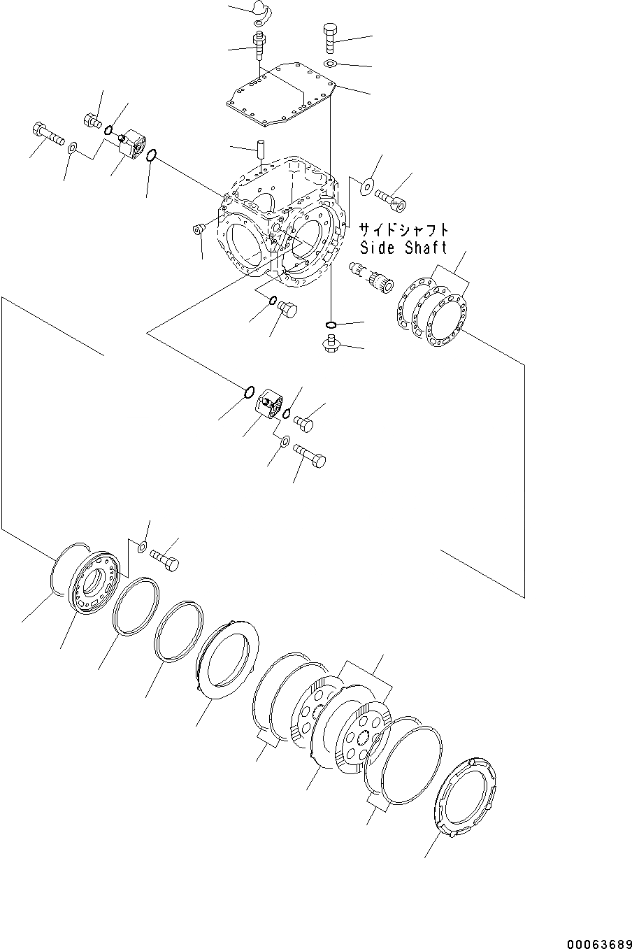 Схема запчастей Komatsu WA250PZ-6 - ЗАДН. МОСТ (БЕЗ САМОБЛОКИР. ДИФФЕРЕНЦ.) (КРЫШКАAND ТОРМОЗ.) F POWER TRANSMITTING СИСТЕМА