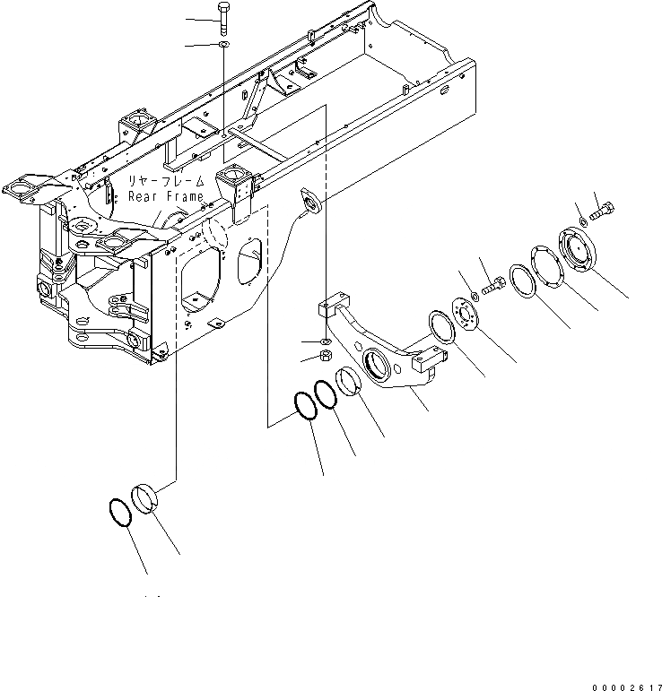 Схема запчастей Komatsu WA250PZ-6 - ЗАДН. МОСТ СУППОРТ J РАМА И ITS КОМПОНЕНТЫ