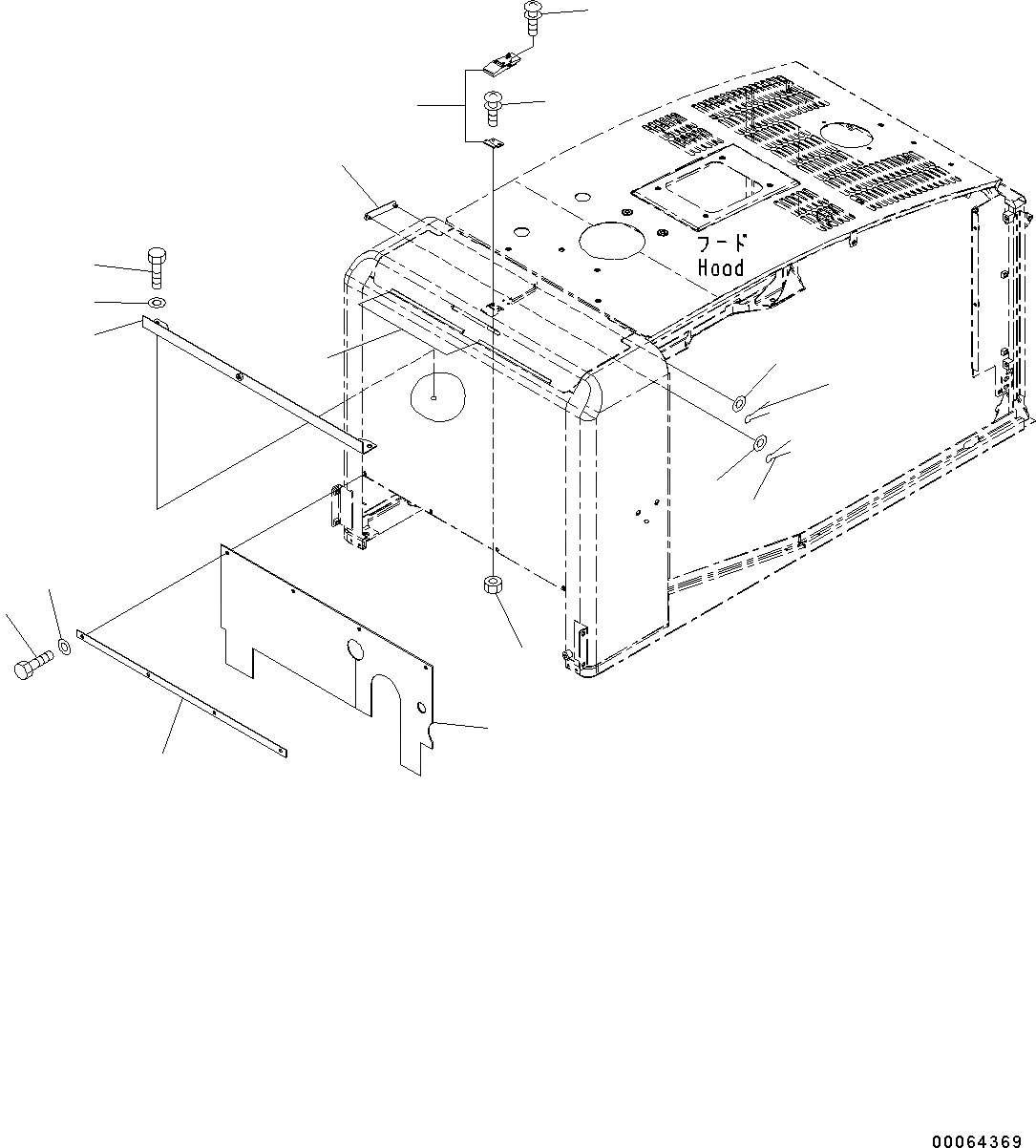 Схема запчастей Komatsu WA250PZ-6 - КАПОТ (BULKHEAD) M ЧАСТИ КОРПУСАS И КРЫШКИ