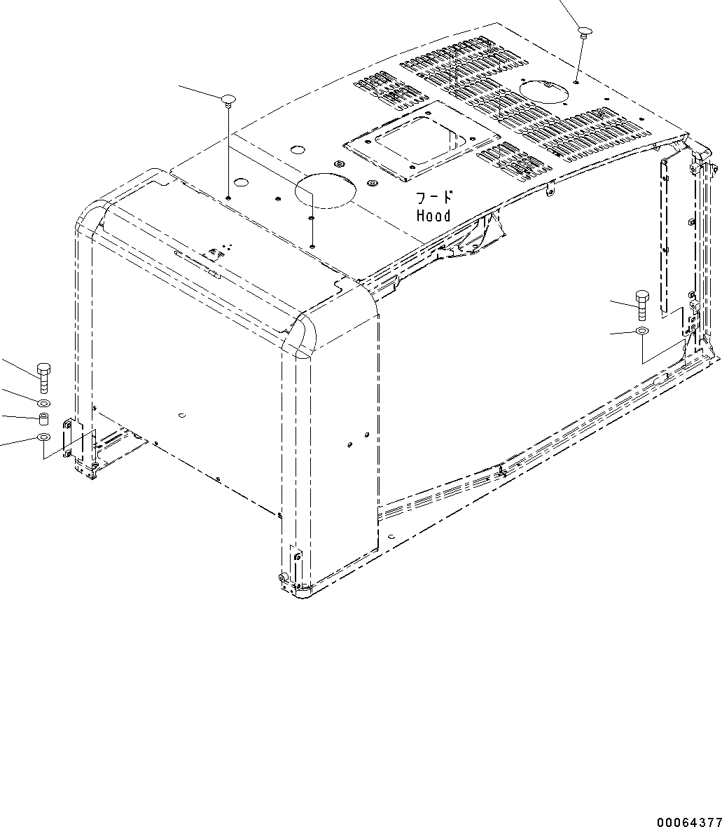 Схема запчастей Komatsu WA250PZ-6 - КАПОТ (КРЕПЛЕНИЕ) M ЧАСТИ КОРПУСАS И КРЫШКИ