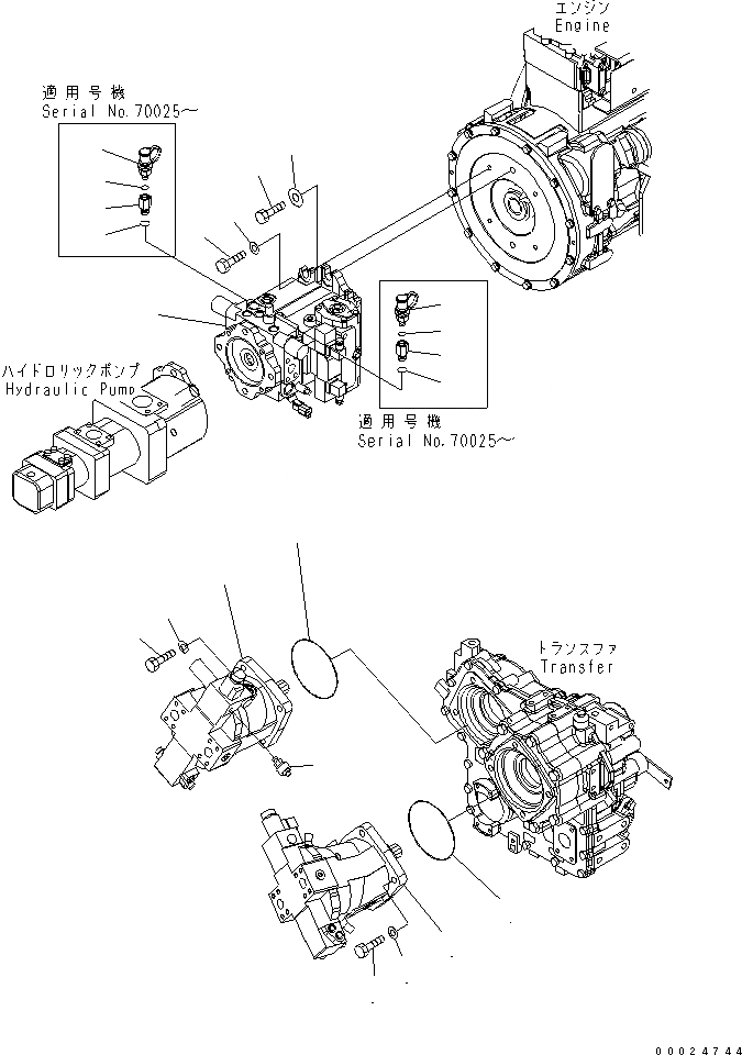 Схема запчастей Komatsu WA270-5 - HST НАСОС ТРАНСМИССИЯ