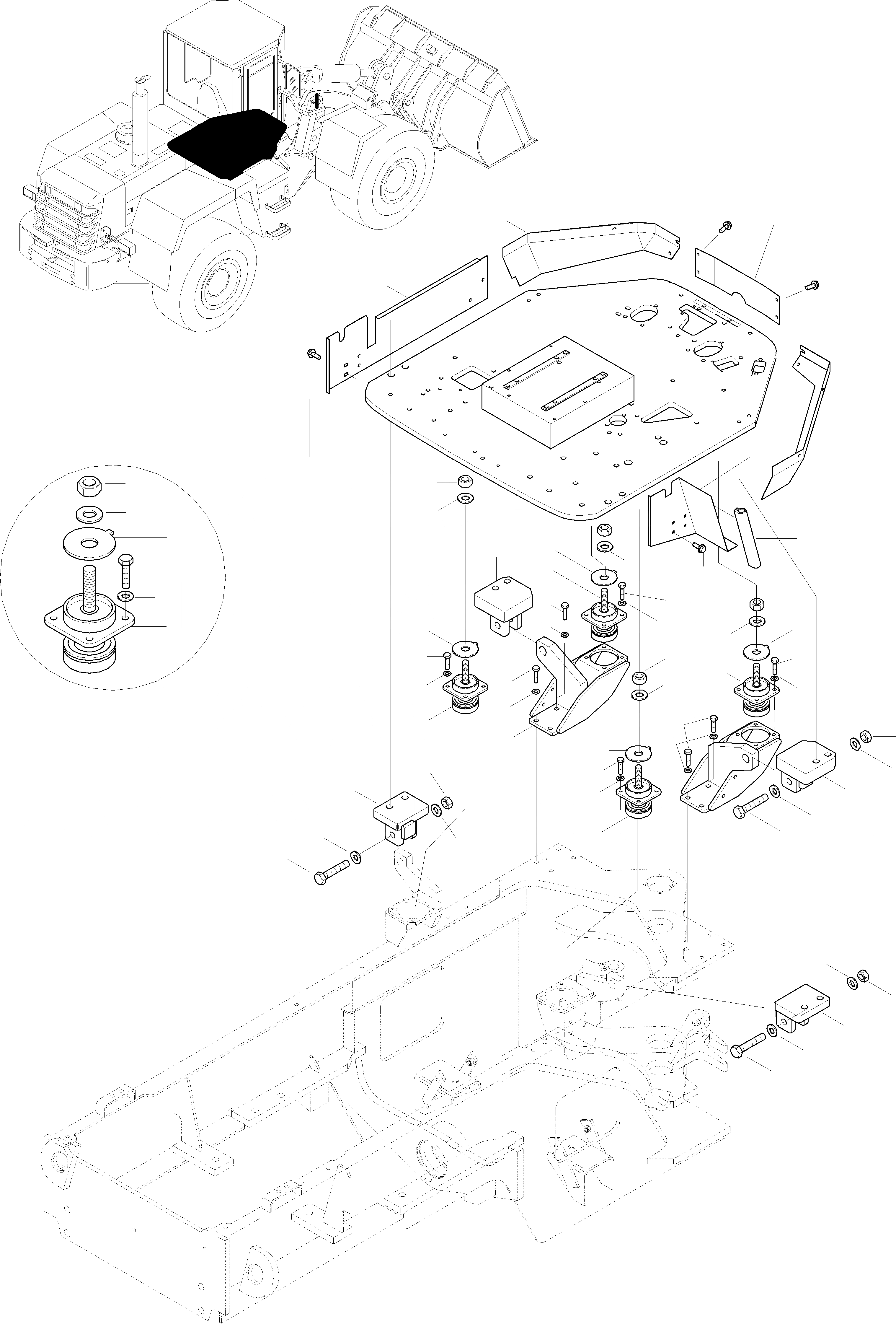 Схема запчастей Komatsu WA270-3 active - ПЛАТФОРМА, ATTACHING ЧАСТИ РАМА