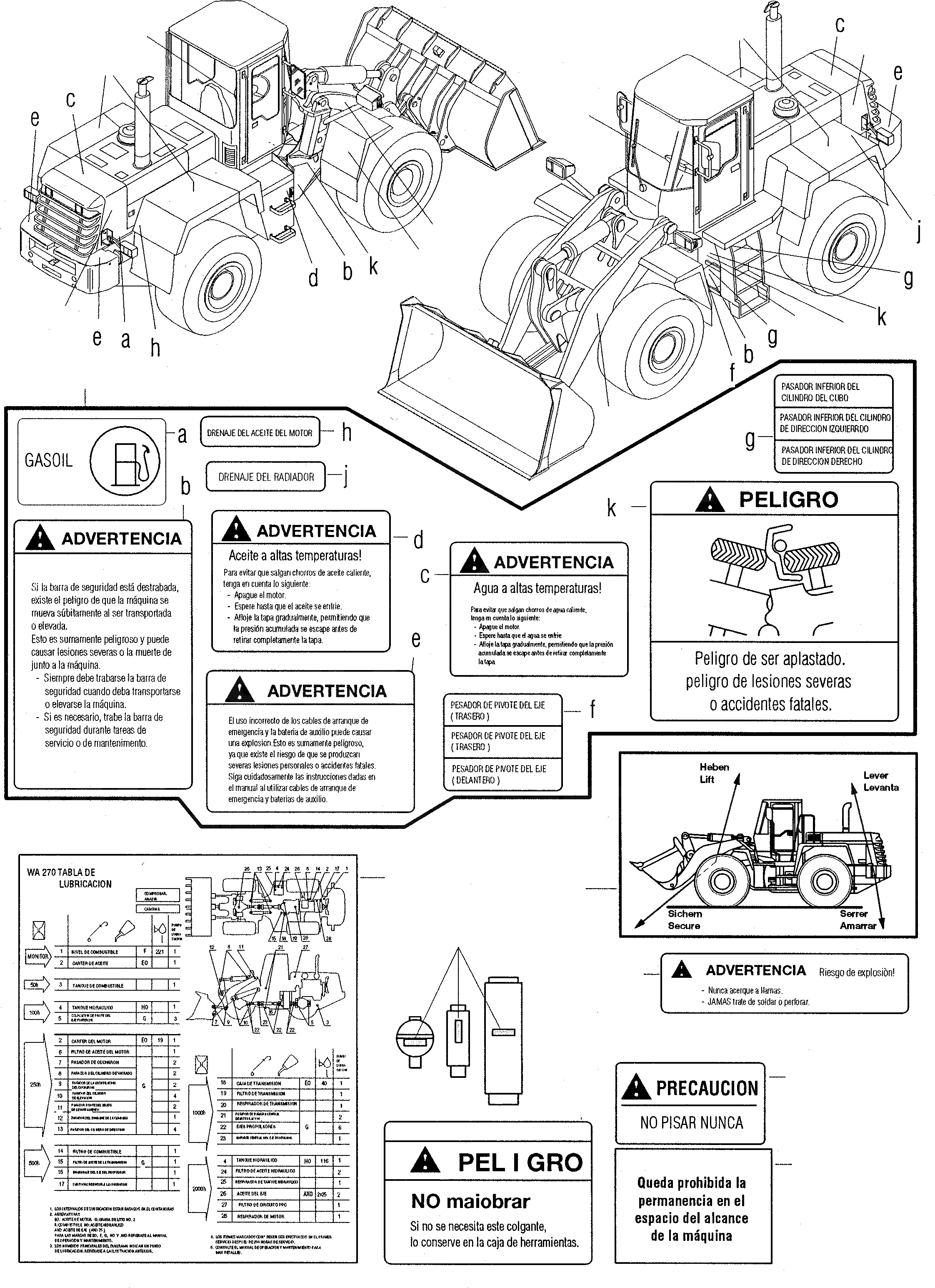 Схема запчастей Komatsu WA270-3 active - ТАБЛИЧКИS, ИСПАНИЯ ИНСТРУМЕНТ, АКСЕССУАРЫ, БУКВЕНН.